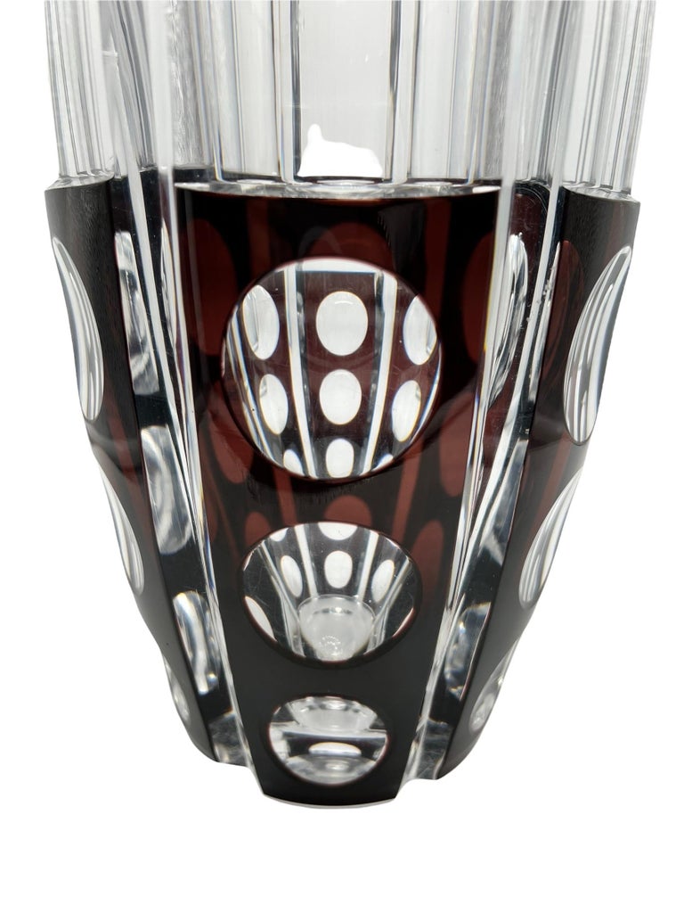 1950s Belgian Vase Val Saint Lambert Crystal Vase Designed by Joseph Simon In Good Condition For Sale In North Miami, FL