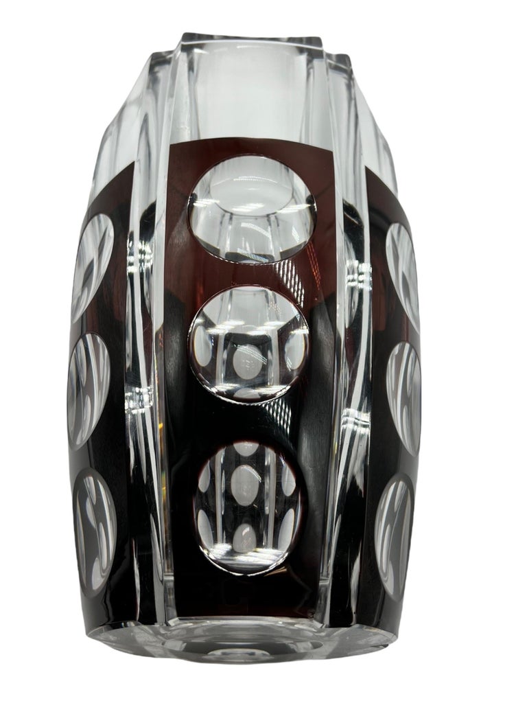 1950s Belgian Vase Val Saint Lambert Crystal Vase Designed by Joseph Simon For Sale 1