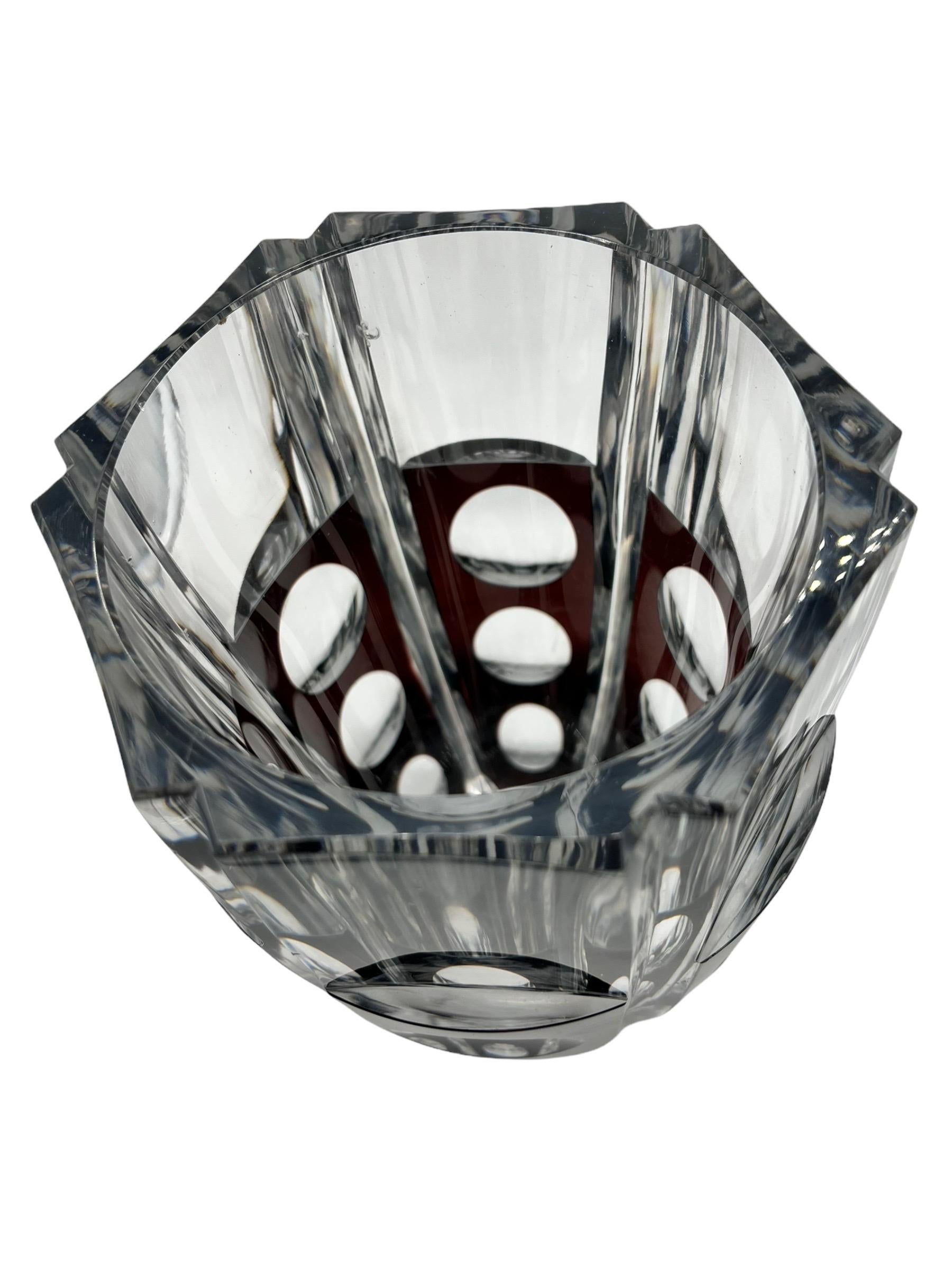 20th Century 1950s Belgian Vase Val Saint Lambert Crystal Vase Designed by Joseph Simon For Sale