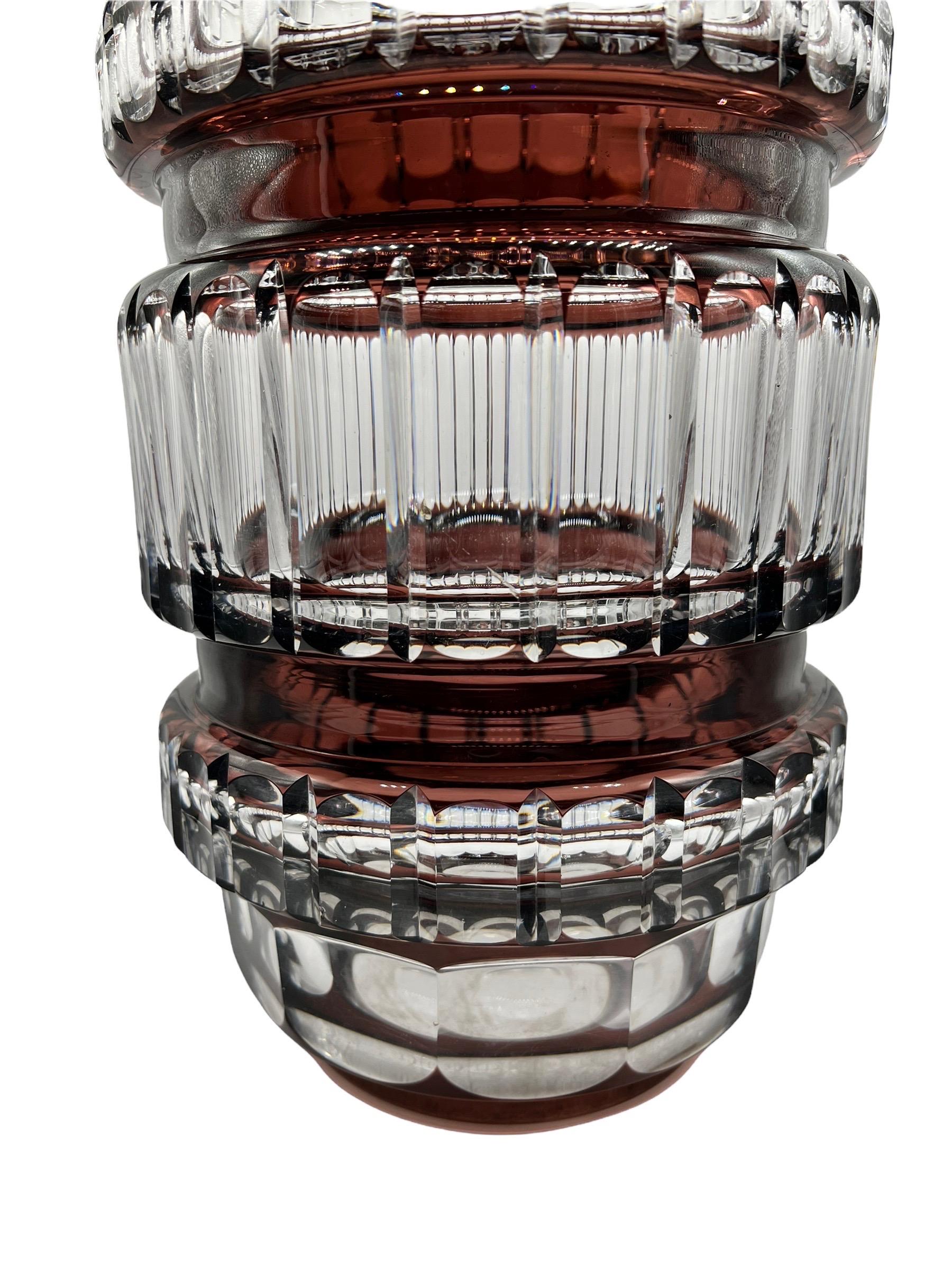 Mid-Century Modern 1950s Belgian Vase Val Saint Lambert CrystalVase Designed by Joseph Simon For Sale