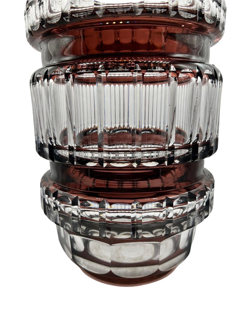 1950s Belgian Vase Val Saint Lambert CrystalVase Designed by Joseph Simon In Good Condition For Sale In North Miami, FL