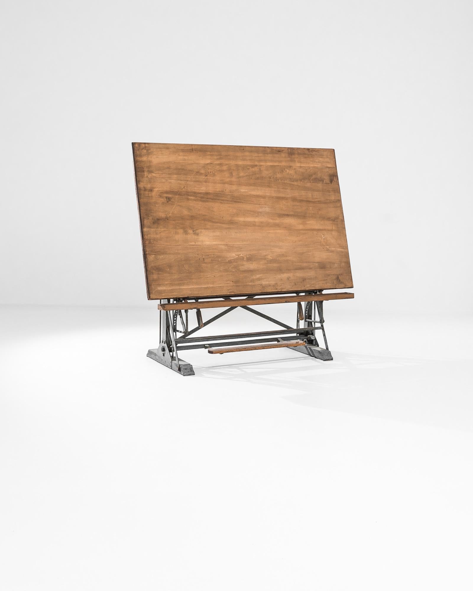 1950s Belgian Wooden and Metal Drawing Table 6