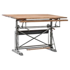 1950s Belgian Wooden and Metal Drawing Table