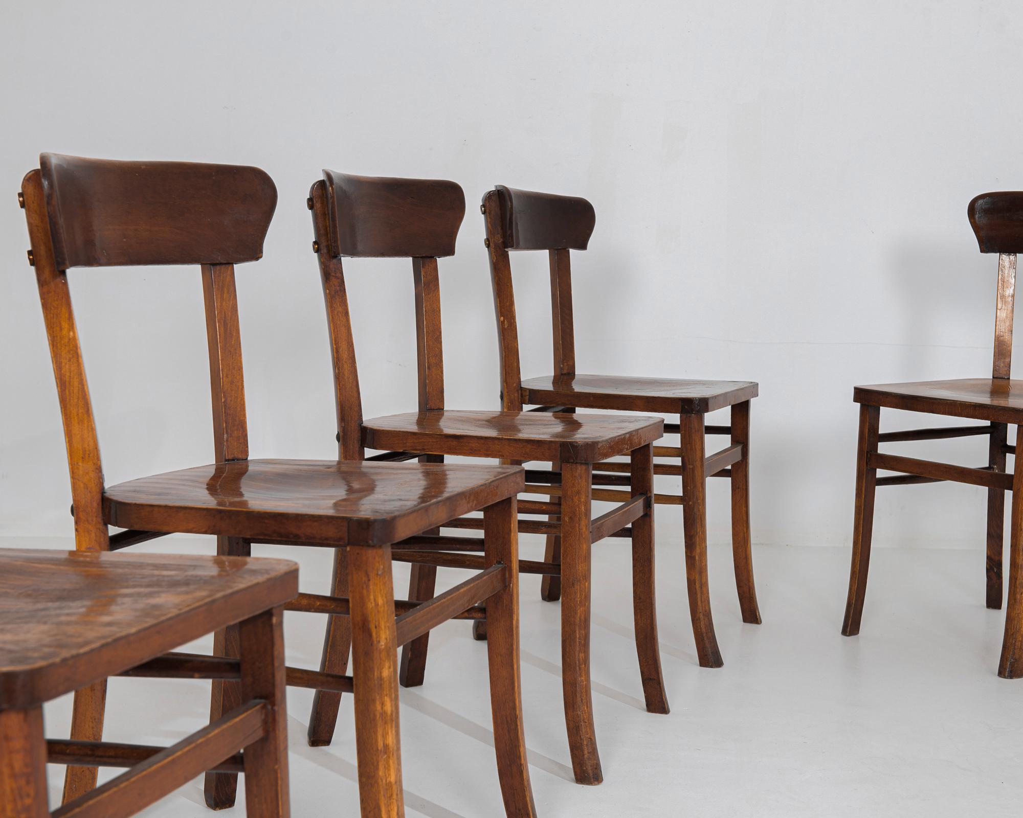 Bentwood 1950s Belgian Wooden Dining Chairs, Set of Six