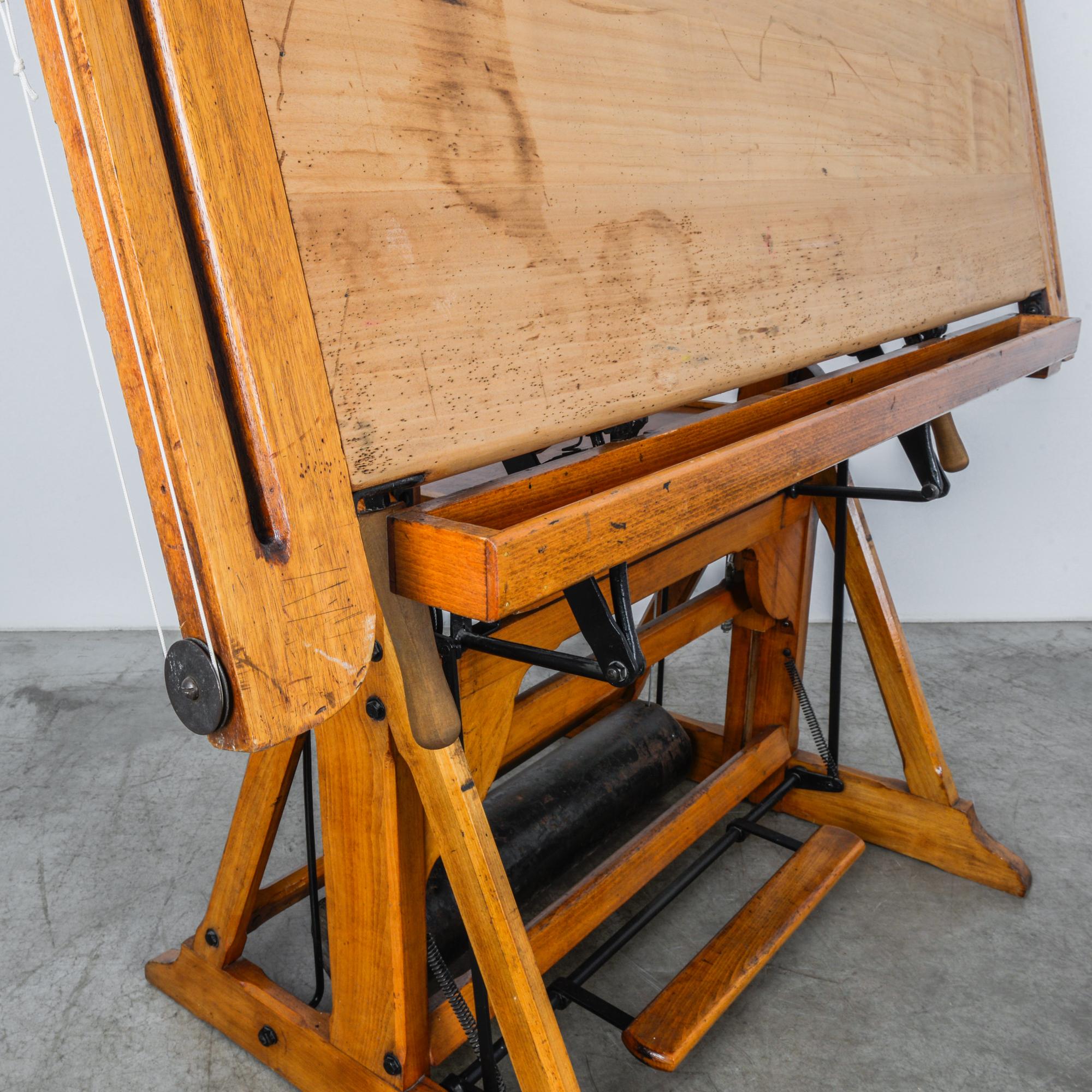 1950s Belgian Wooden Drawing Table 8