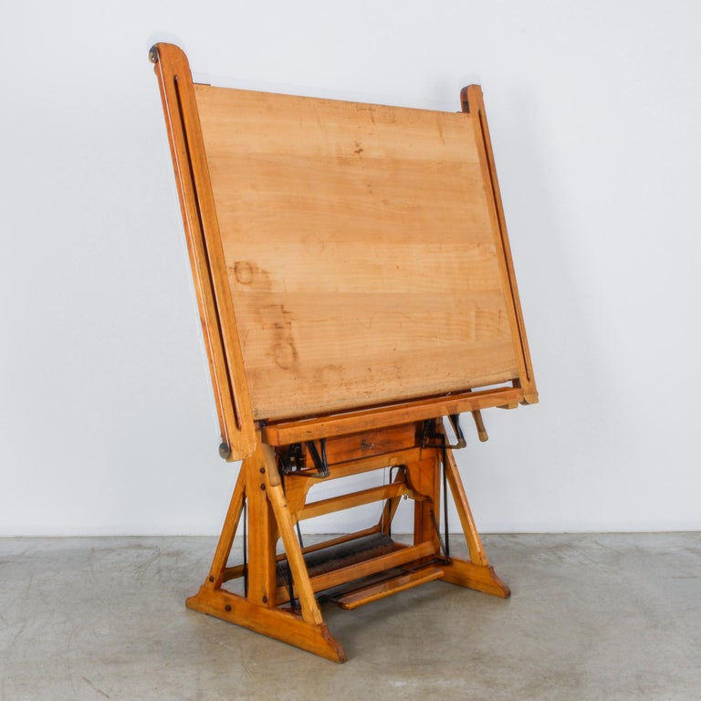 1950s Belgian Wooden Drawing Table at 1stDibs