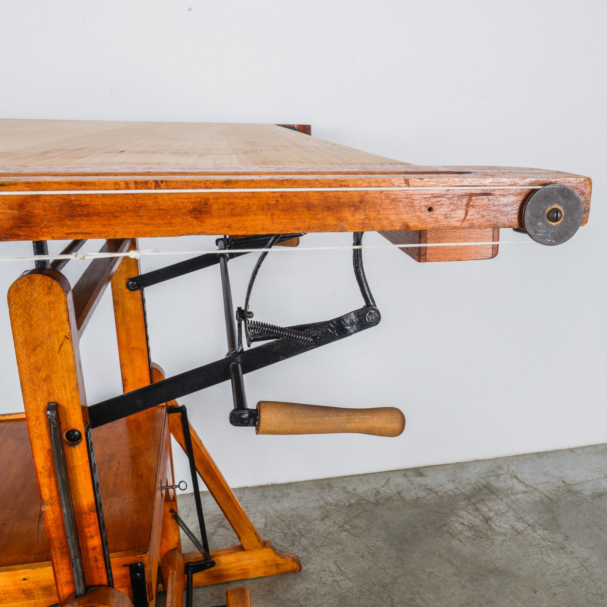 1950s Belgian Wooden Drawing Table 2