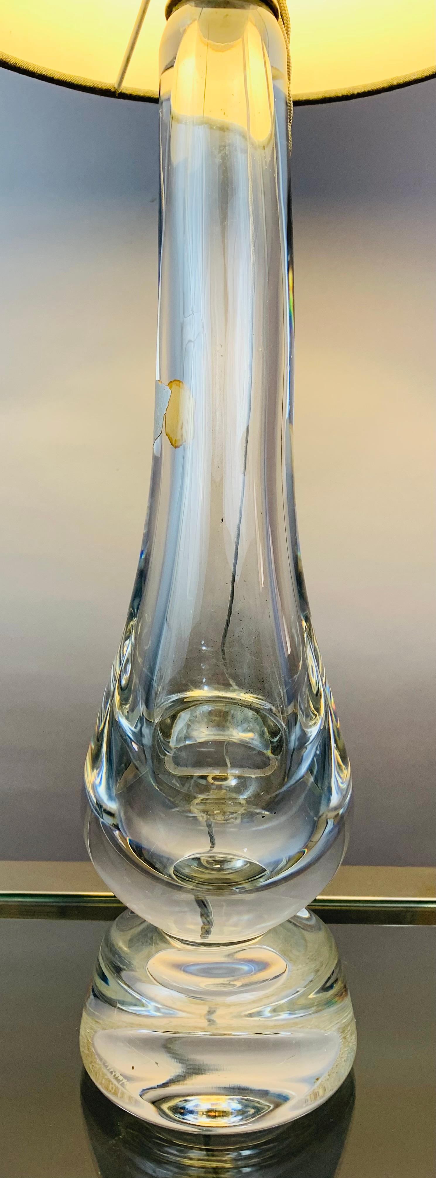 Lampe de bureau « Swan » en verre soufflé à la main en cristal transparent du Val Saint Lambert, Belgique, années 1950 en vente 4