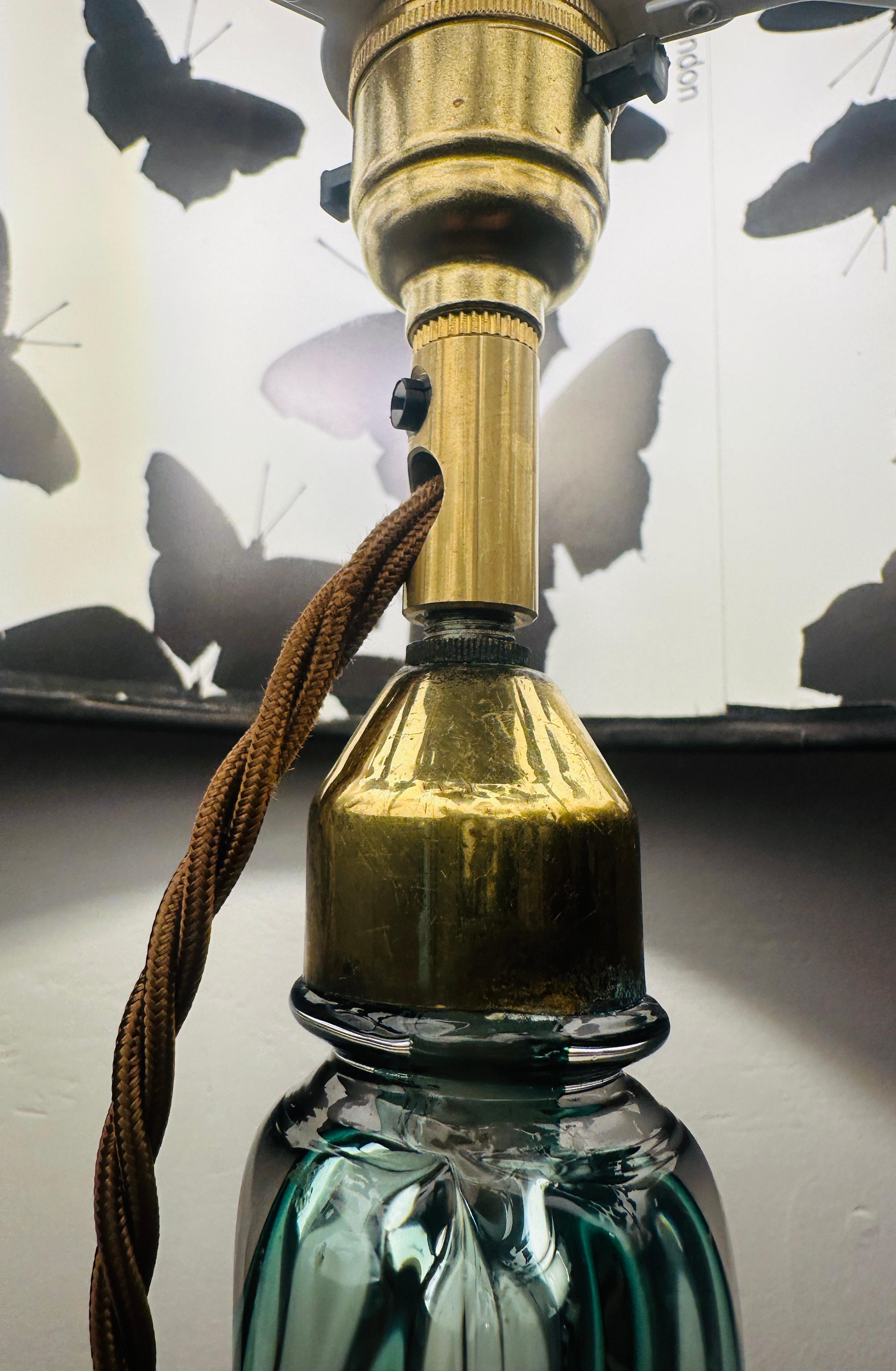 Tischlampe aus grünem und klarem Kristallglas, Belgien, Val Saint Lambert, 1950er Jahre im Angebot 8