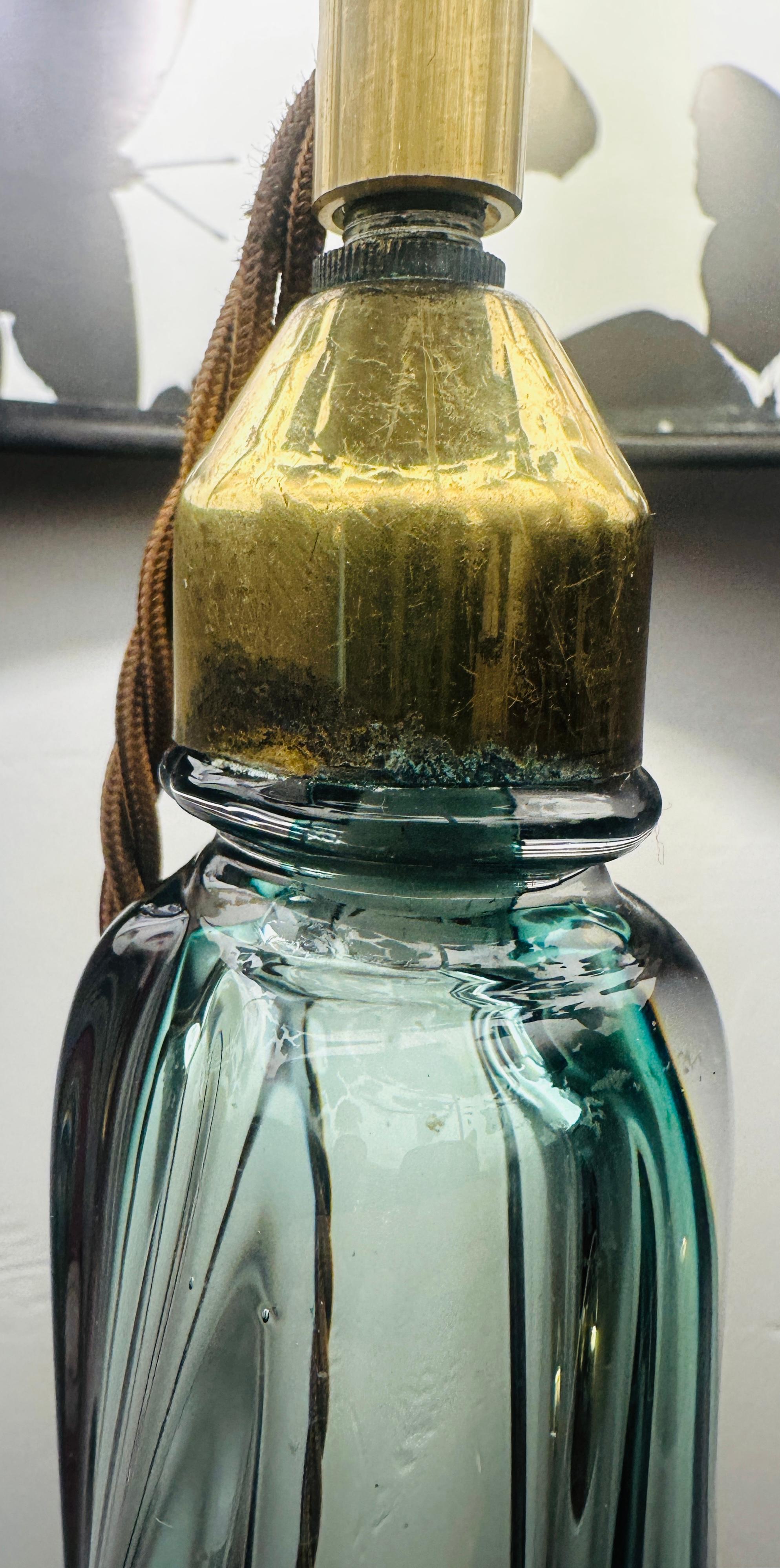 Tischlampe aus grünem und klarem Kristallglas, Belgien, Val Saint Lambert, 1950er Jahre im Angebot 9