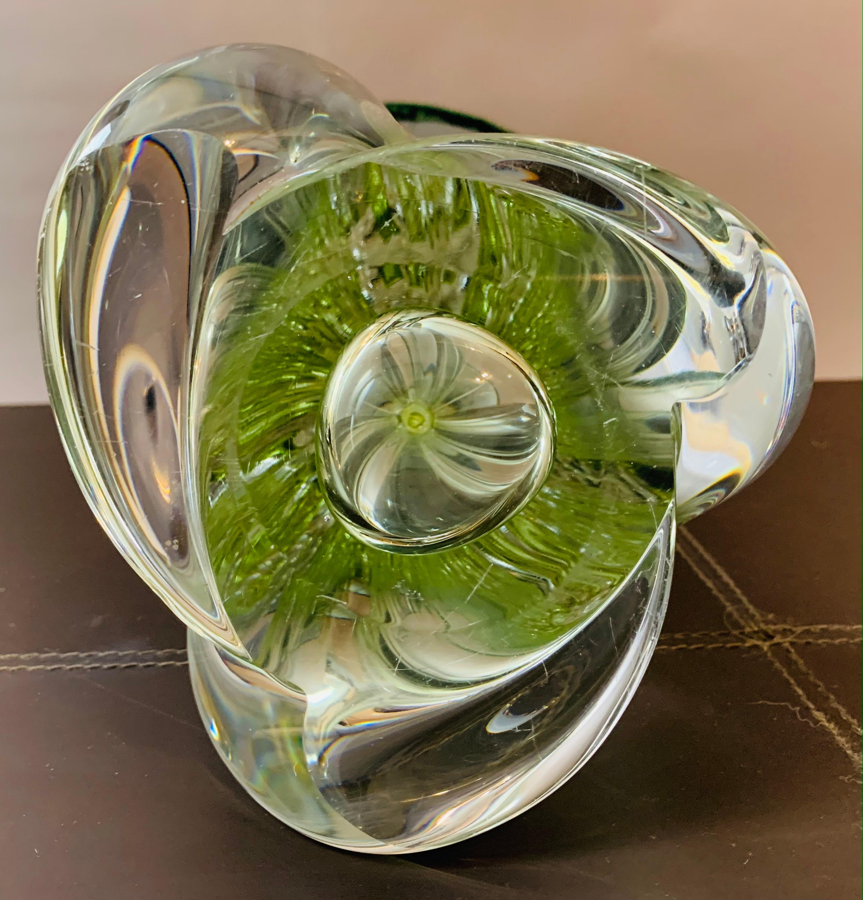 1950s Belgium Val Saint Lambert Pale Green & Clear Crystal Glass Table Lamp 11