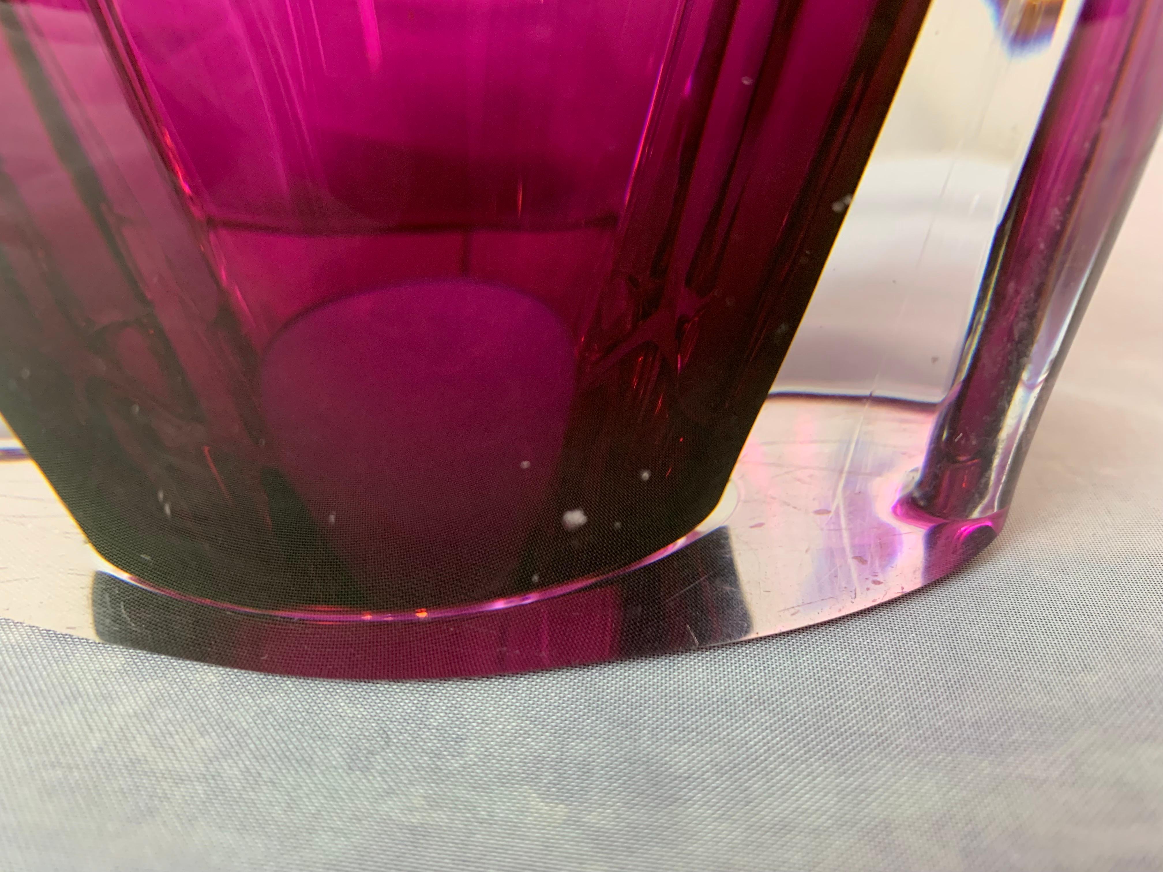 1950s Belgium Val Saint Lambert Purple & Clear Crystal Glass Table Lamp 6