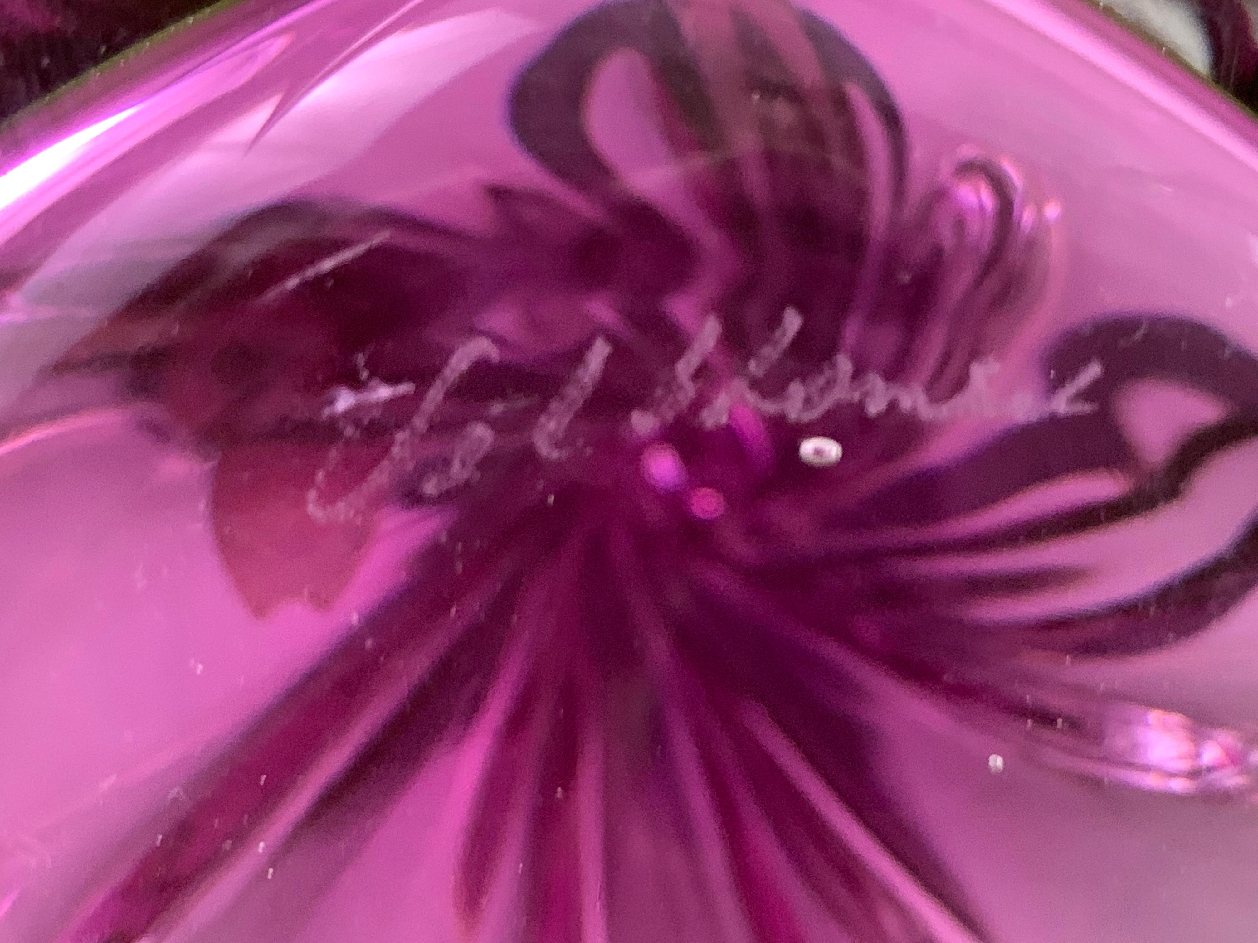 1950s Belgium Val Saint Lambert Purple Swirled Twisted Glass Lamp Base 5