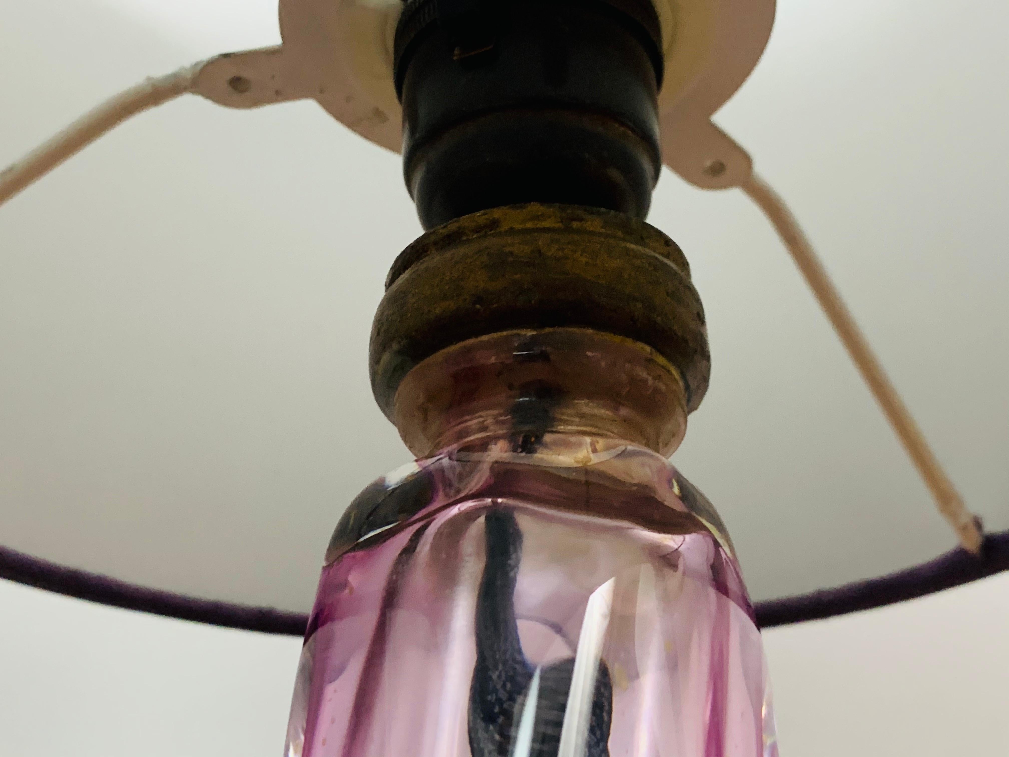 1950s Belgium Val St Lambert Purple Glass Table Lamp 2