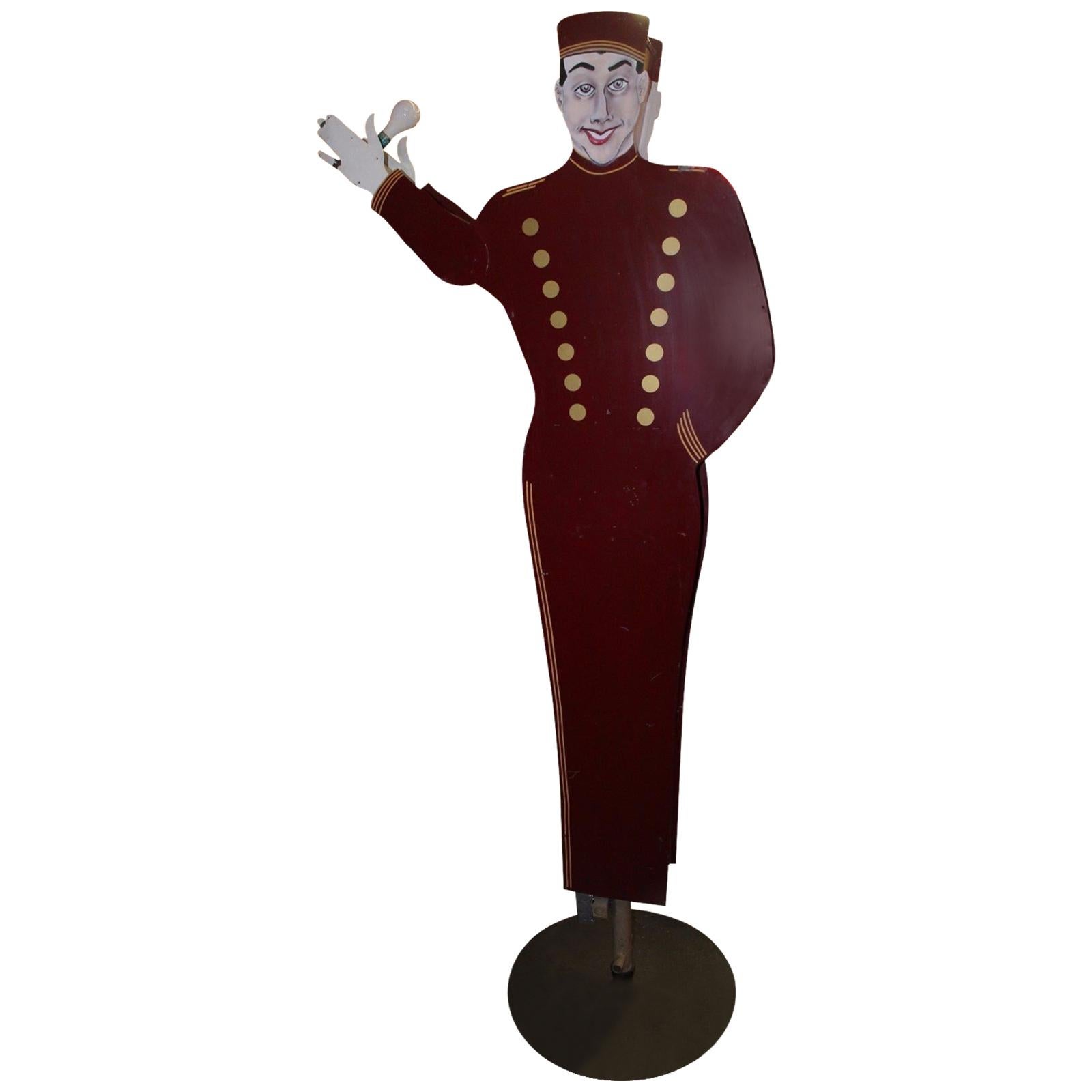 1950s Bellhop National Animated Sign Co. Double Sided Advertising For Sale