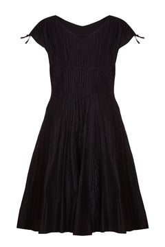 1950s Ben Reig Black Silk Ribbon Dress