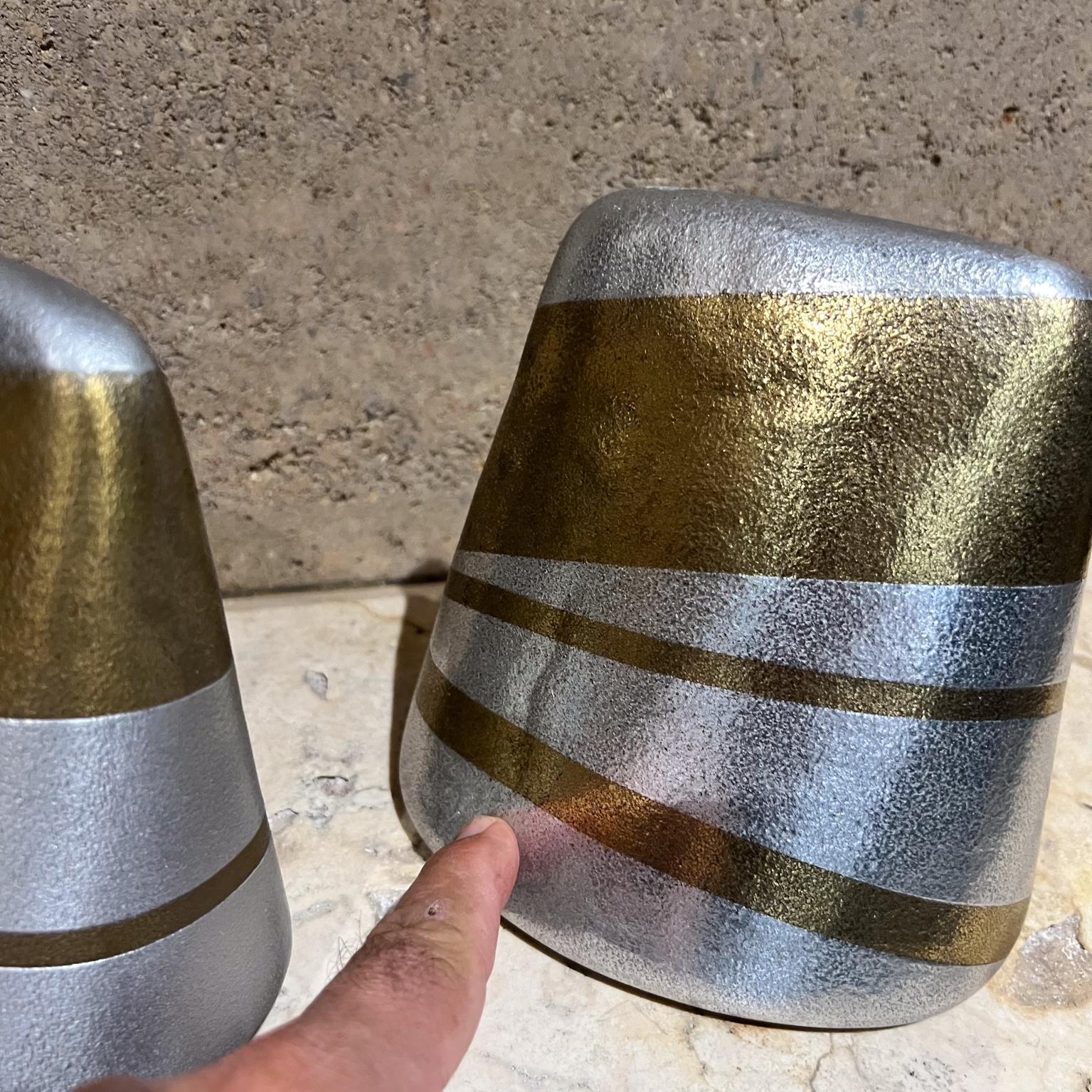 1950s Ben Seibel Abstract Gold Silver Brass Bookend Set In Good Condition For Sale In Chula Vista, CA