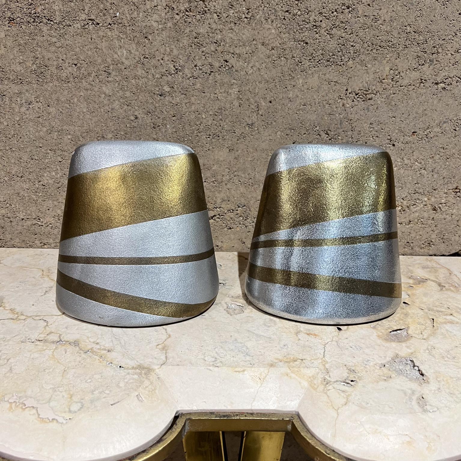 20th Century 1950s Ben Seibel Abstract Gold Silver Brass Bookend Set For Sale