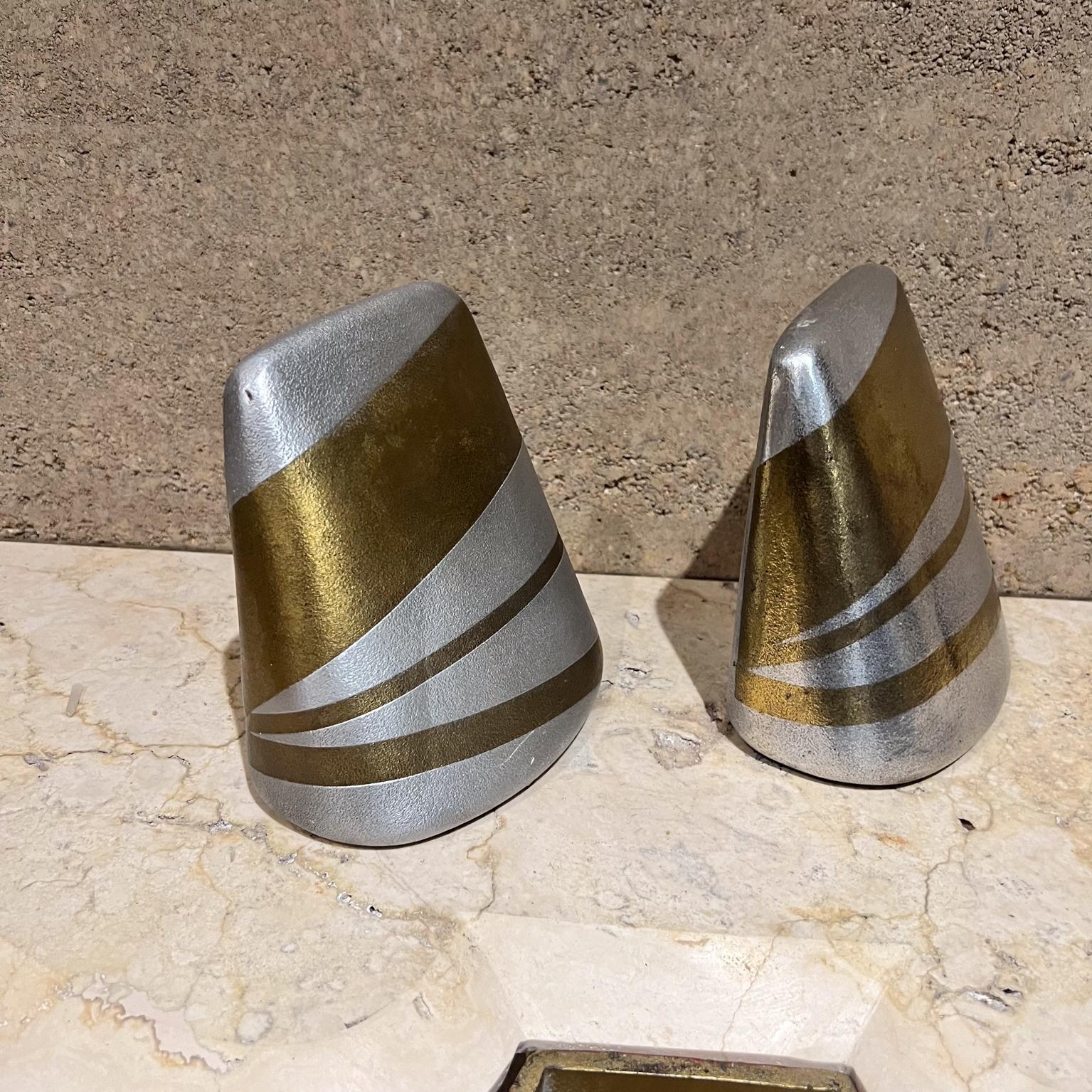 Metal 1950s Ben Seibel Abstract Gold Silver Brass Bookend Set For Sale