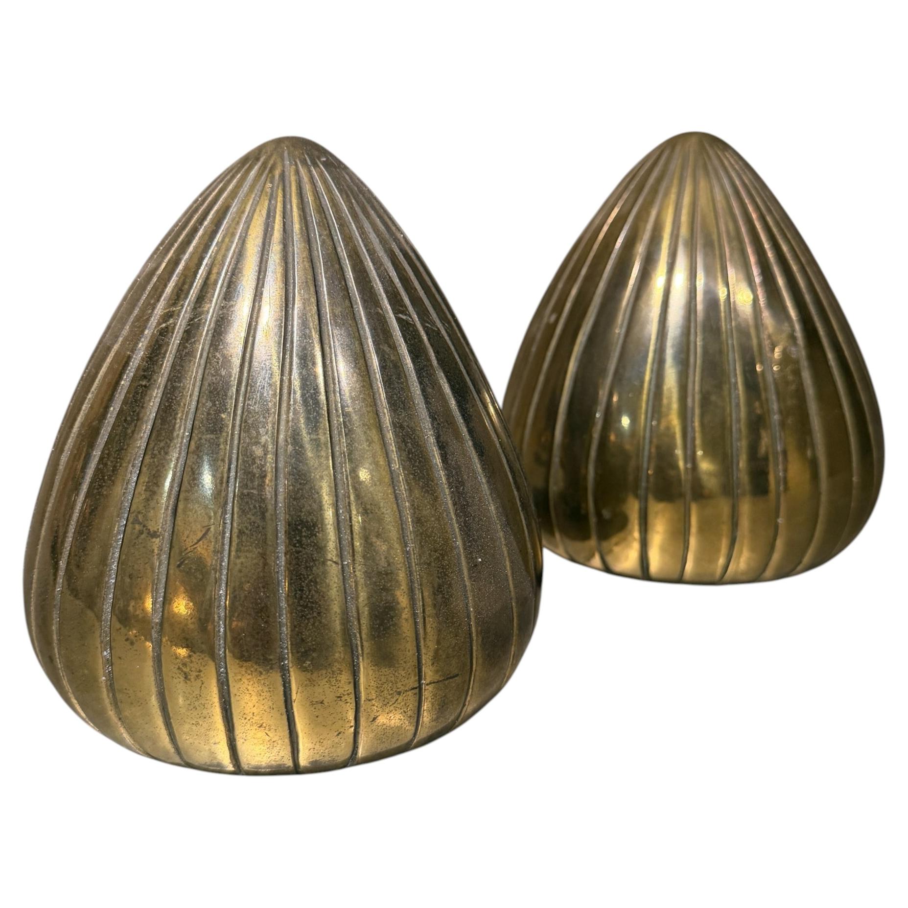 Ben Seibel – Buchstützen-Set aus Messing in Muschelform, Mid-Century-Modern, 1950er Jahre