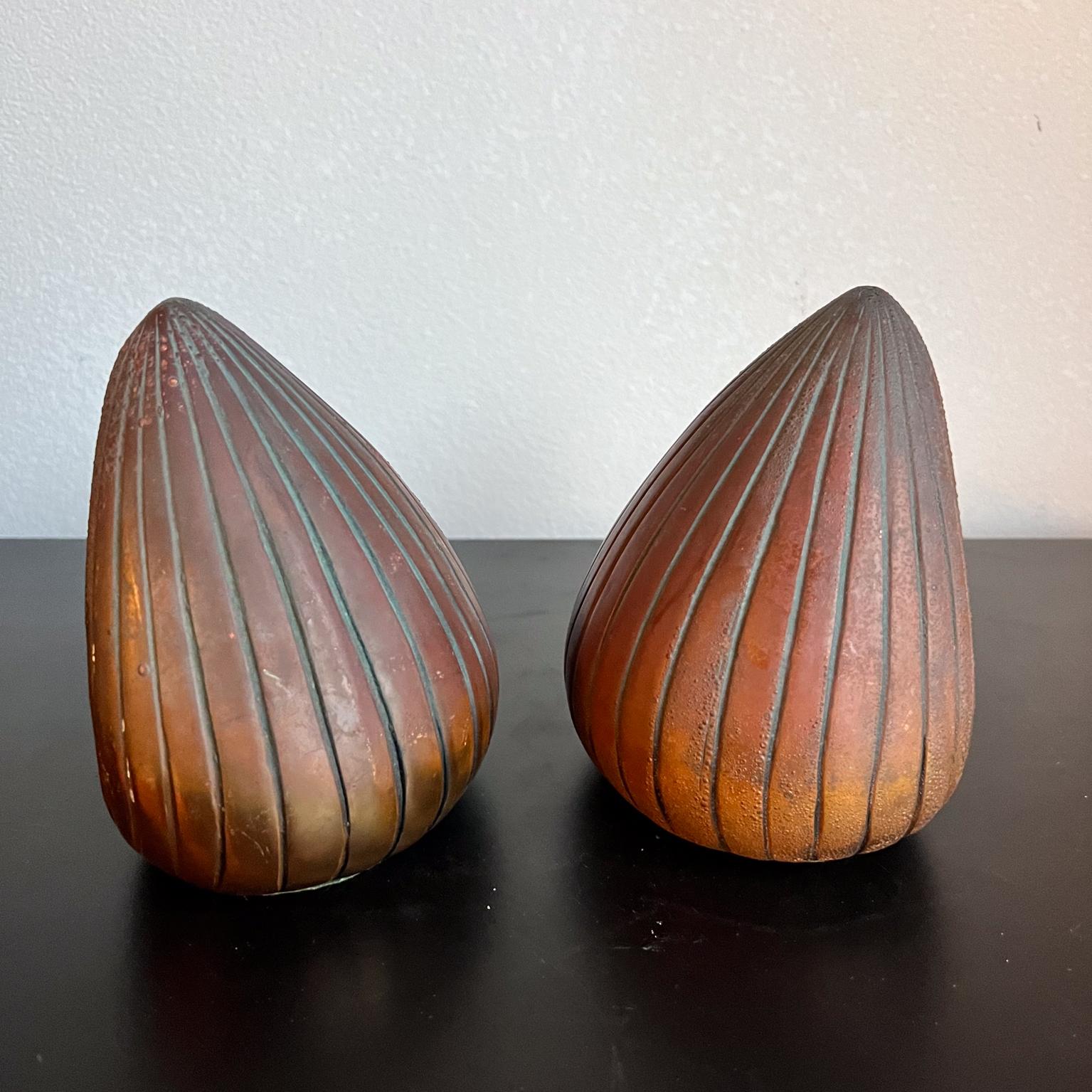 Set di fermalibri in rame con conchiglia di Ben Seibel del 1950 In condizioni buone in vendita a Chula Vista, CA