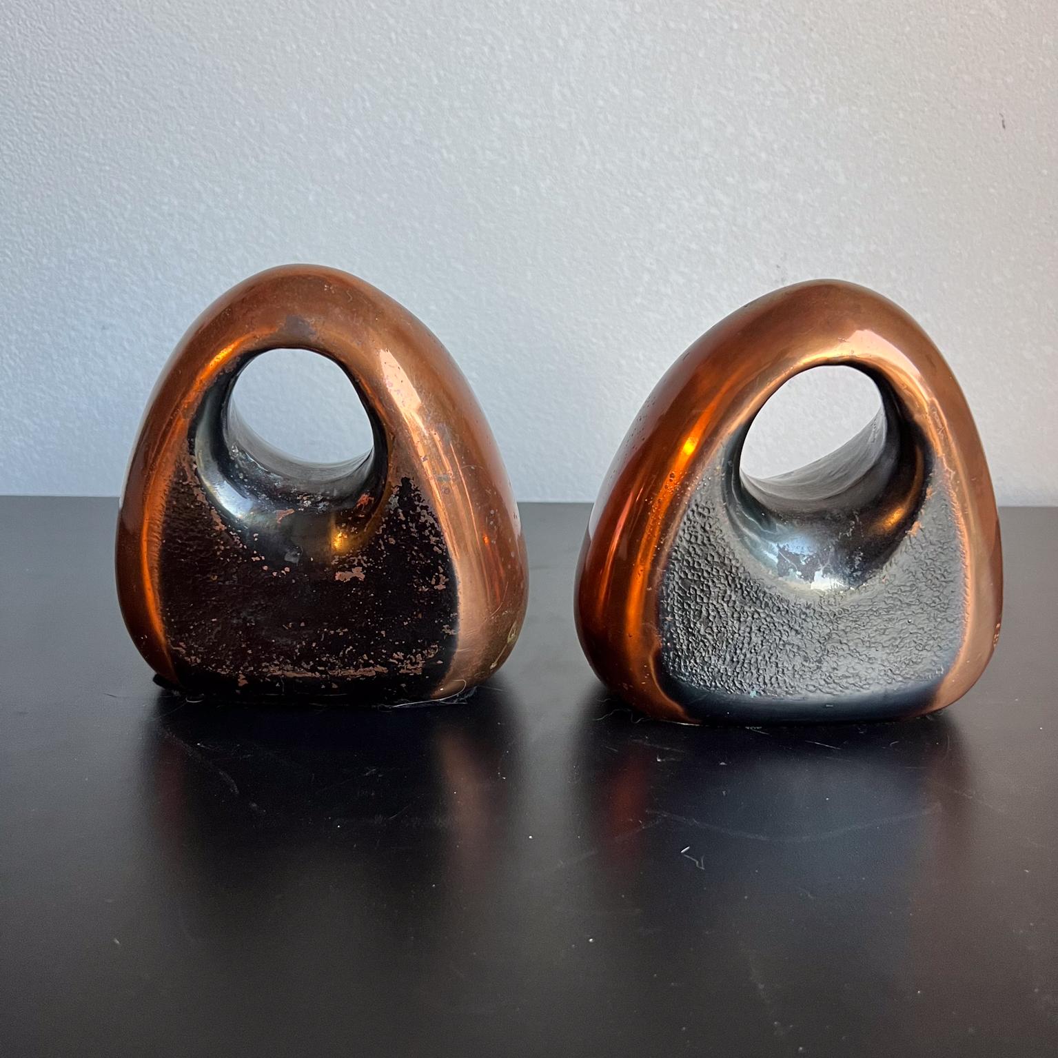 1950s Ben Seibel Copper Orb Bookend Pair In Good Condition For Sale In Chula Vista, CA