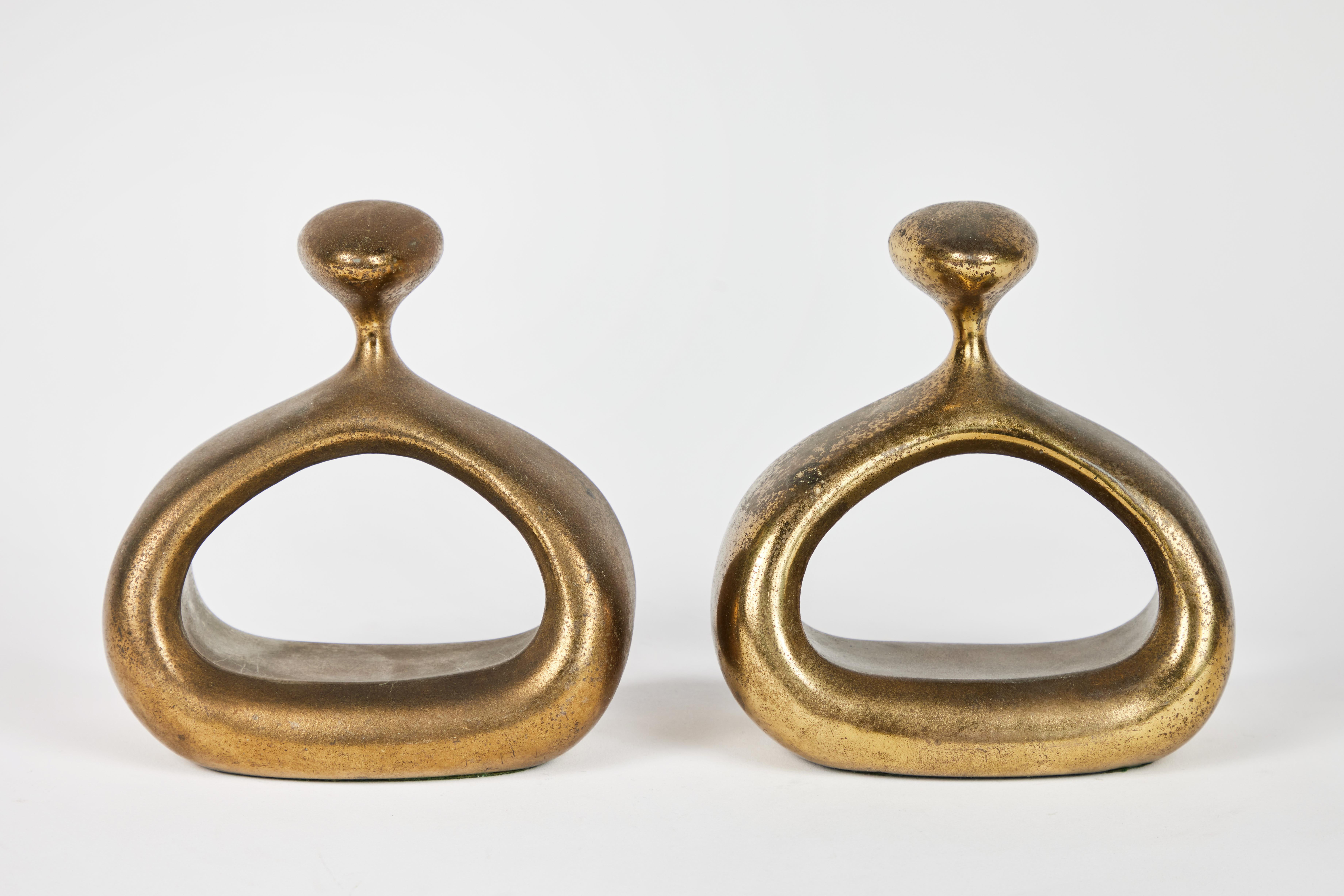 American 1950s Ben Seibel 'Stirrup' Bookends in Brass for Jenfred-Ware