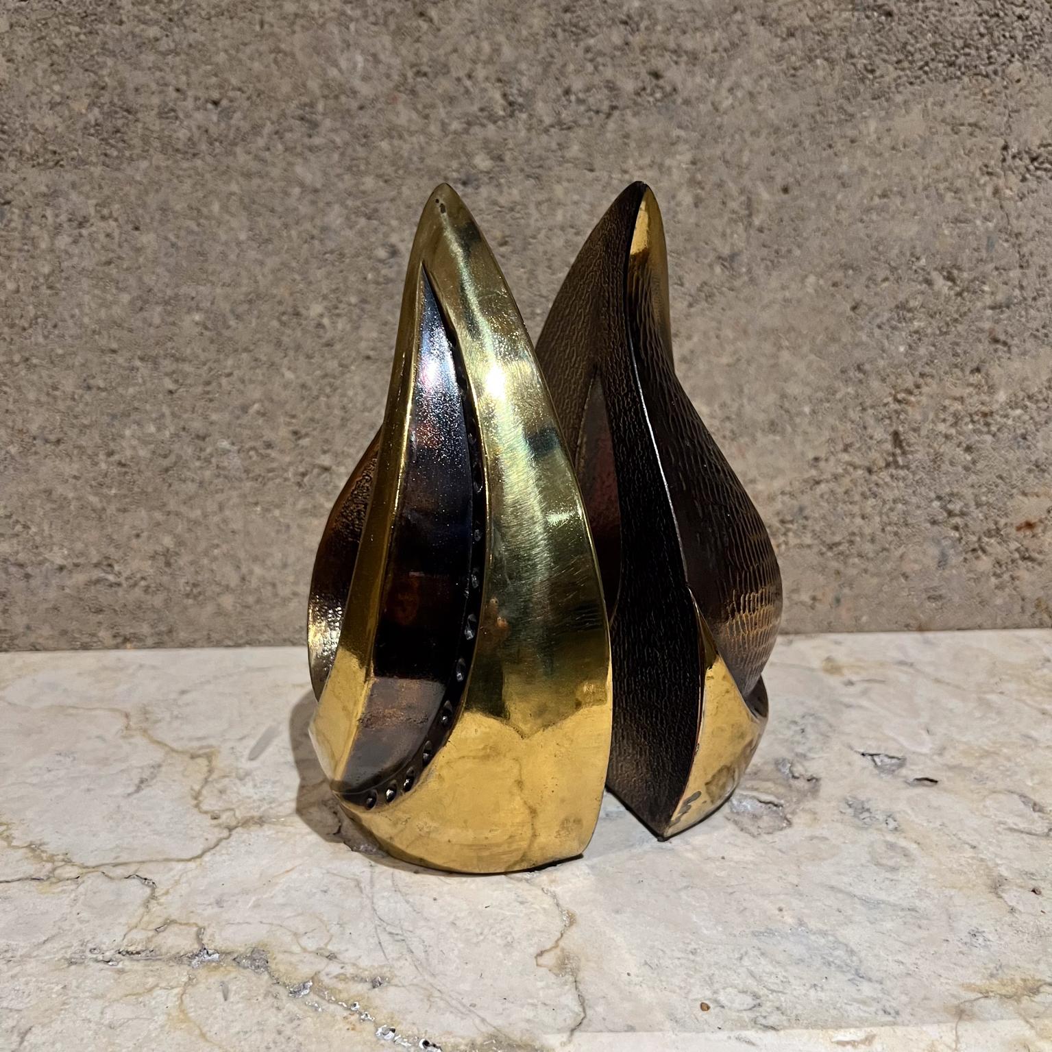Mid-20th Century 1950s Ben Seibel Teardrop Brass Flame Bookend Pair For Sale