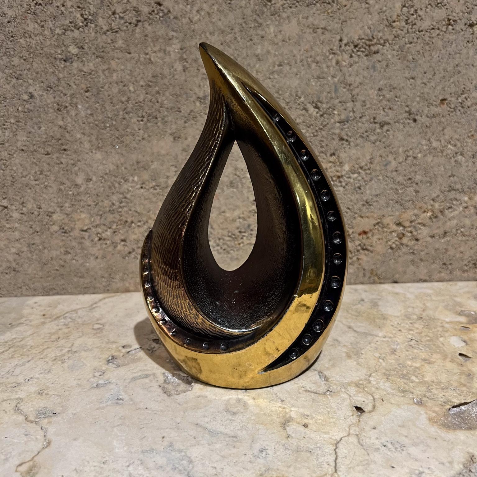 1950s Ben Seibel Teardrop Brass Flame Bookend Pair For Sale 2