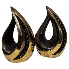 1950s Ben Seibel Teardrop Brass Flame Bookend Pair