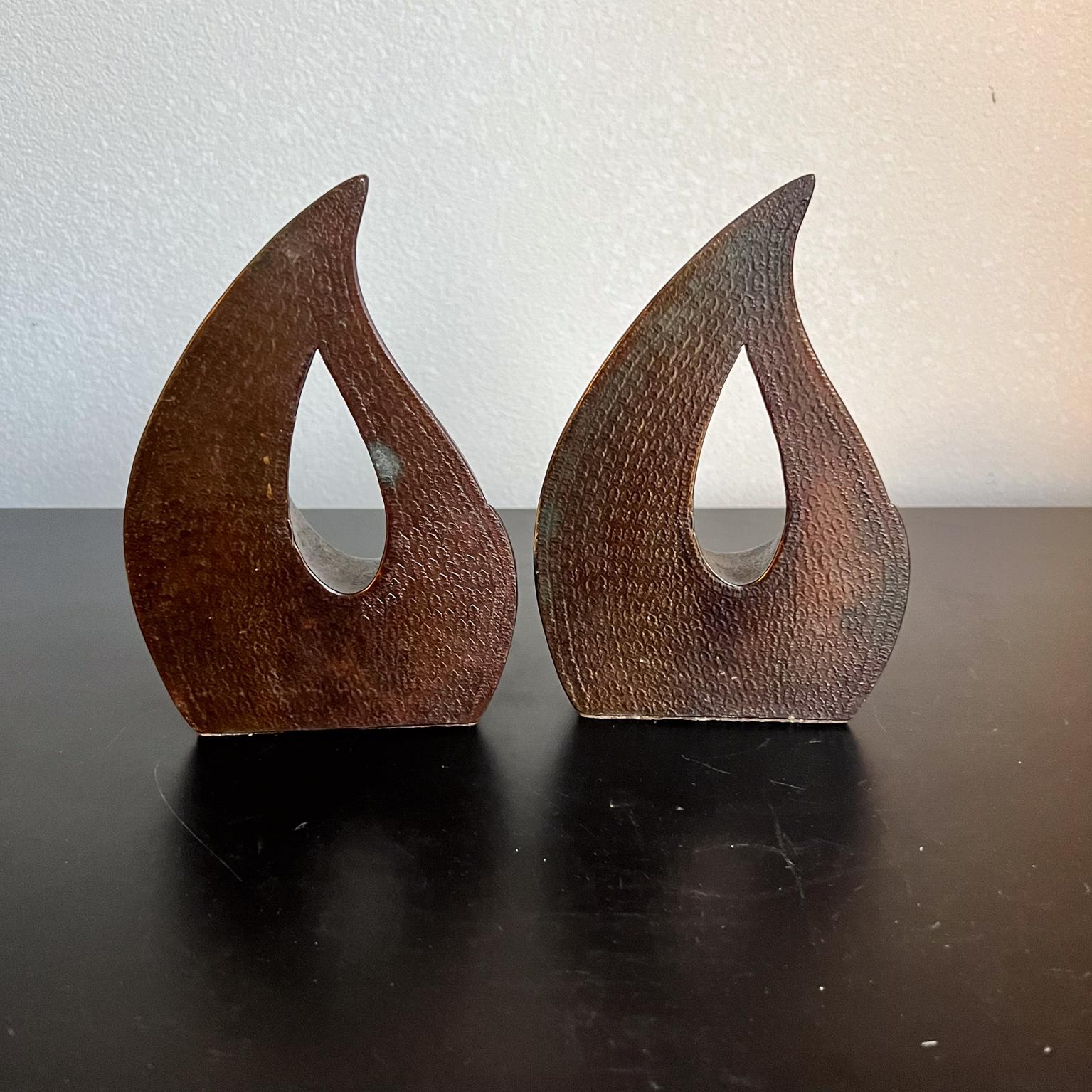 Mid-20th Century 1950s Ben Seibel Teardrop Copper Flame Bookend Pair For Sale