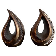 1950er Ben Seibel Teardrop Kupfer-Flammen-Buchstützen-Paar, Paar