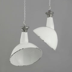 1950s Benjamin White Enamel Industrial Parabolic Ceiling Light
