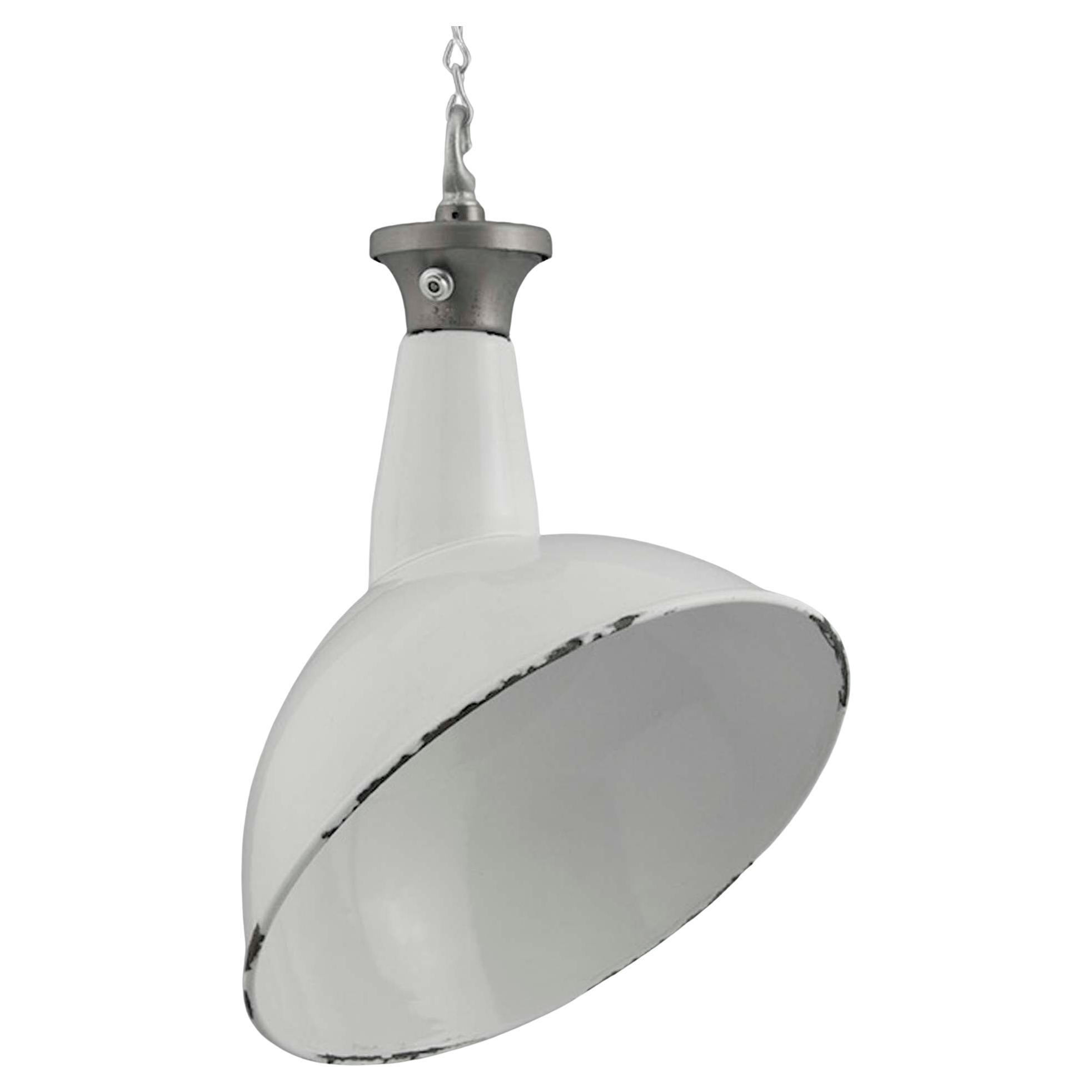 1950s Benjamin White Enamel Industrial Parabolic Ceiling Light For Sale