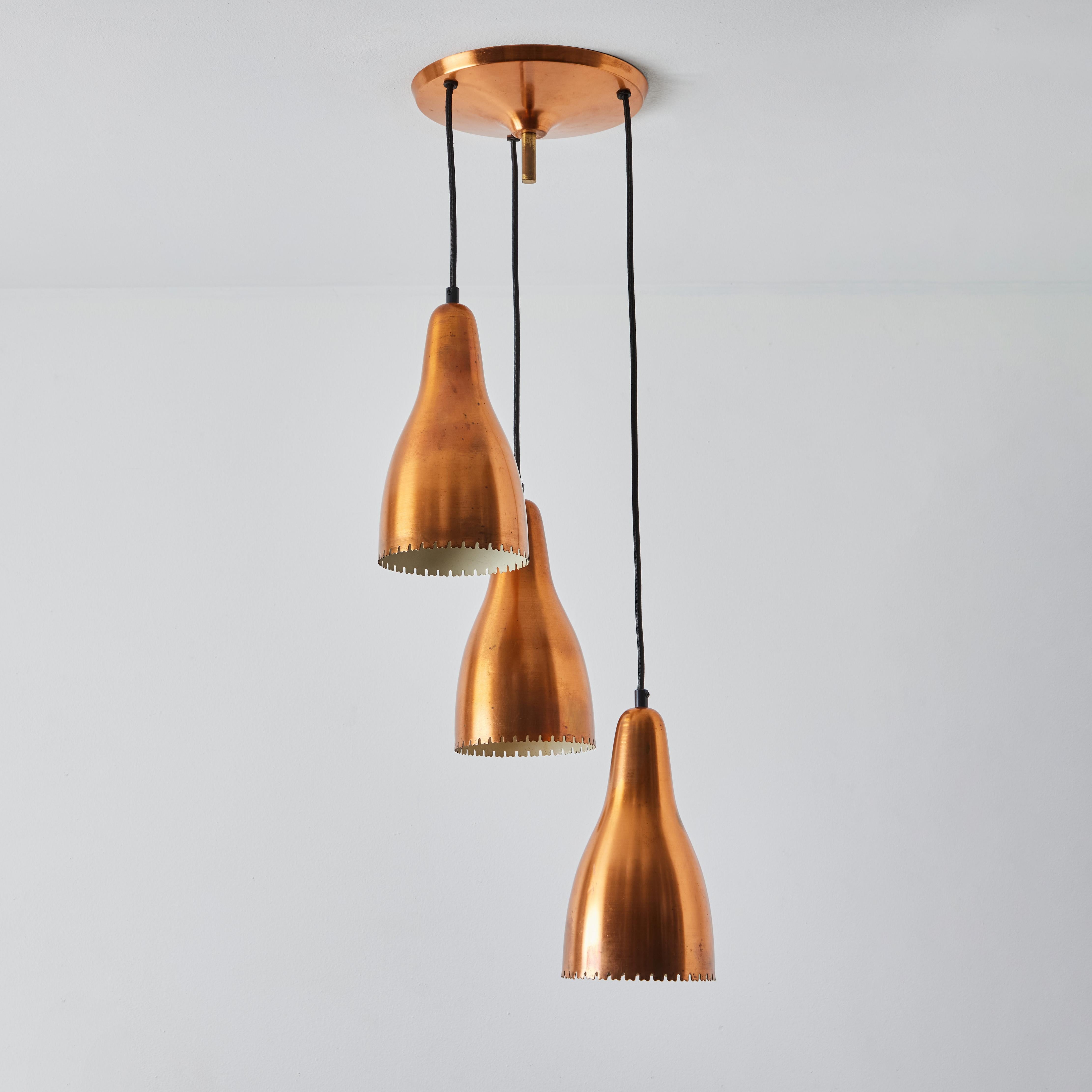 1950s Bent Karlby 3-Shade Chandelier in Copper for Lyfa For Sale 7