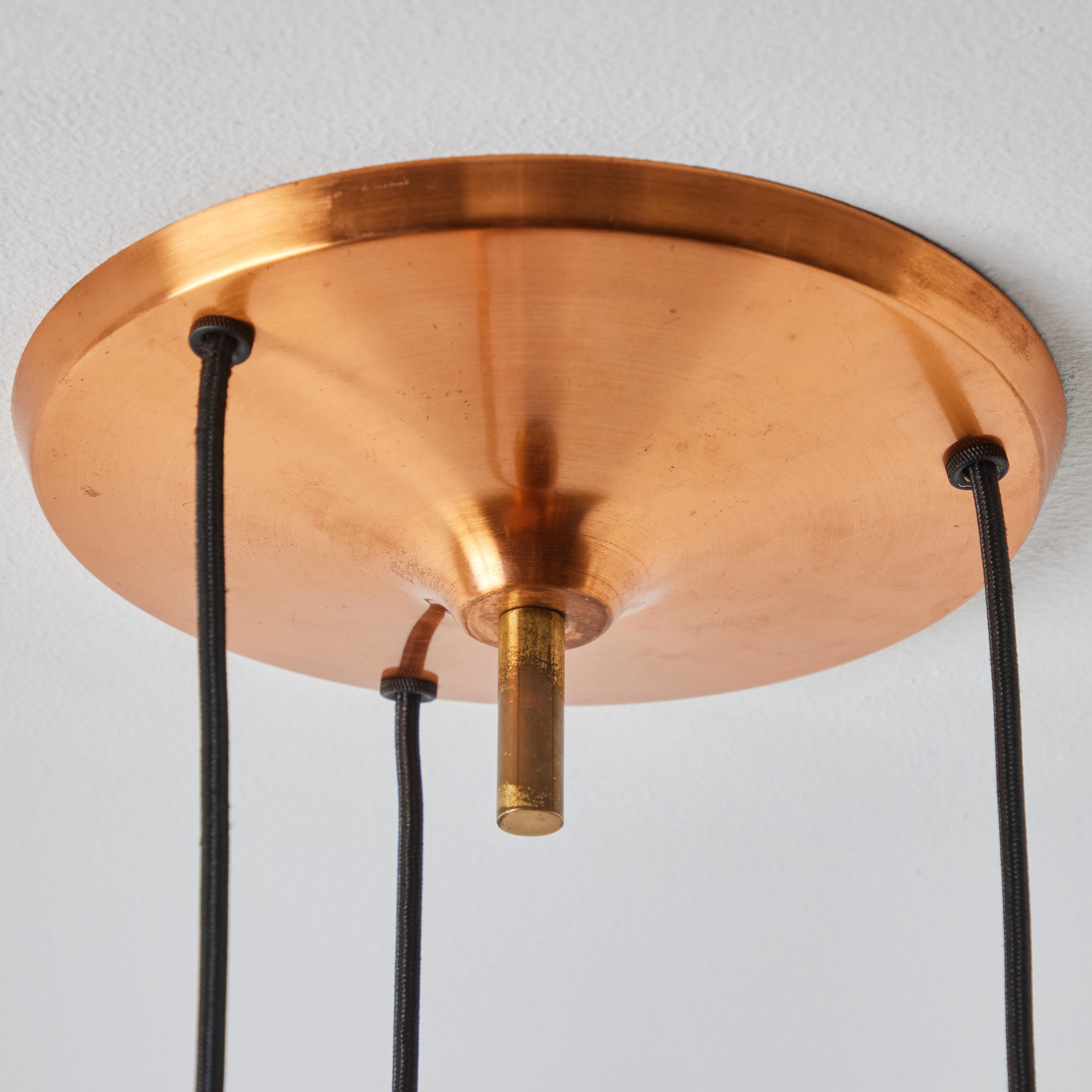 1950s Bent Karlby 3-Shade Chandelier in Copper for Lyfa For Sale 5