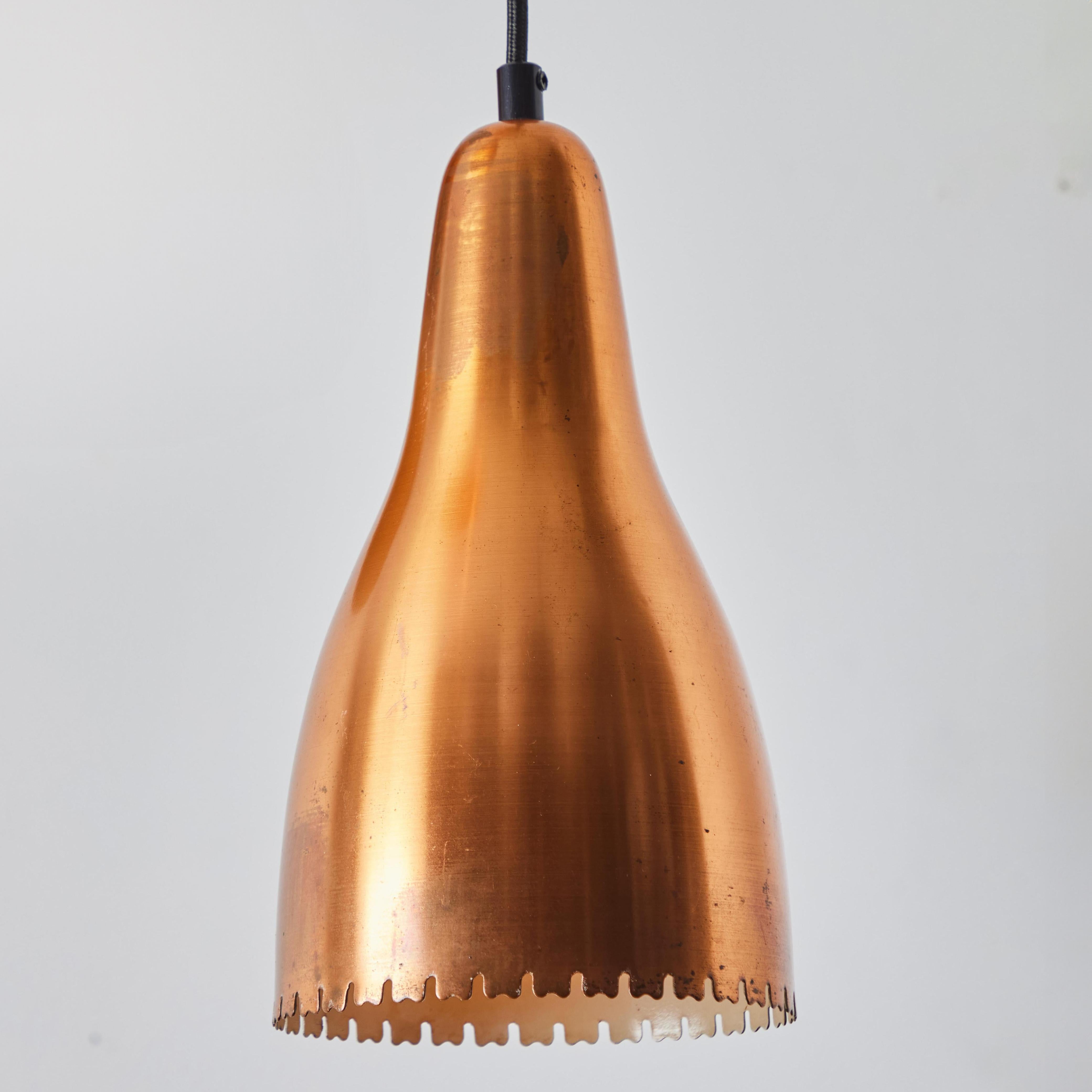 Danish 1950s Bent Karlby Perforated Copper Pendant for Lyfa For Sale