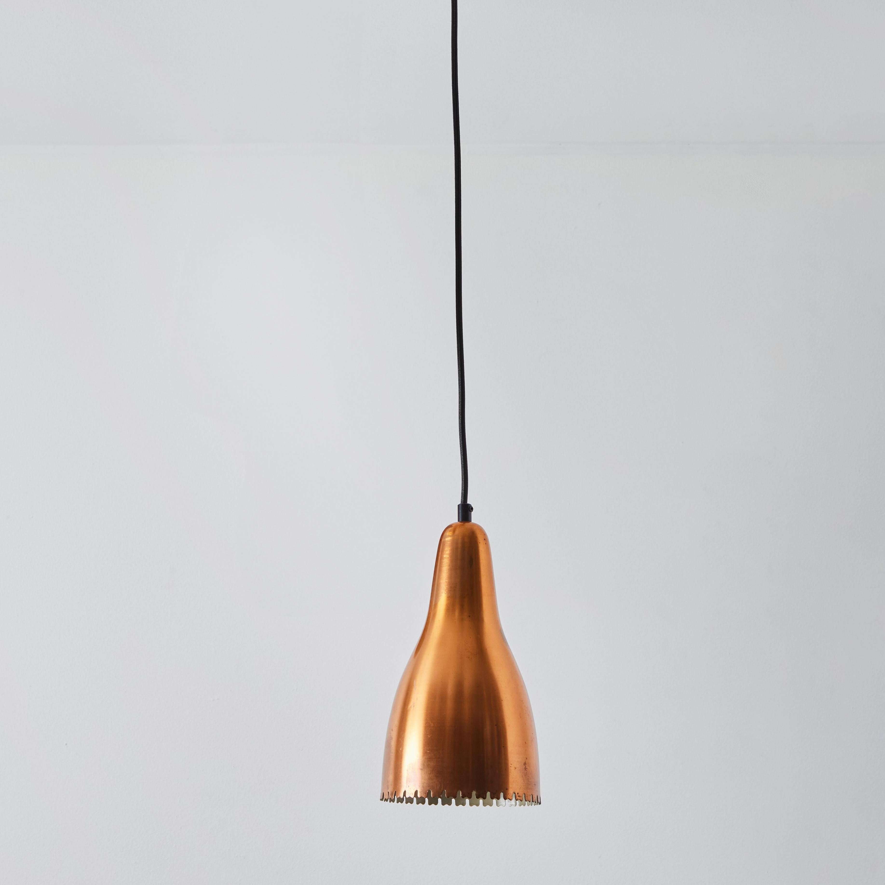 1950s Bent Karlby Perforated Copper Pendant for Lyfa In Good Condition For Sale In Glendale, CA