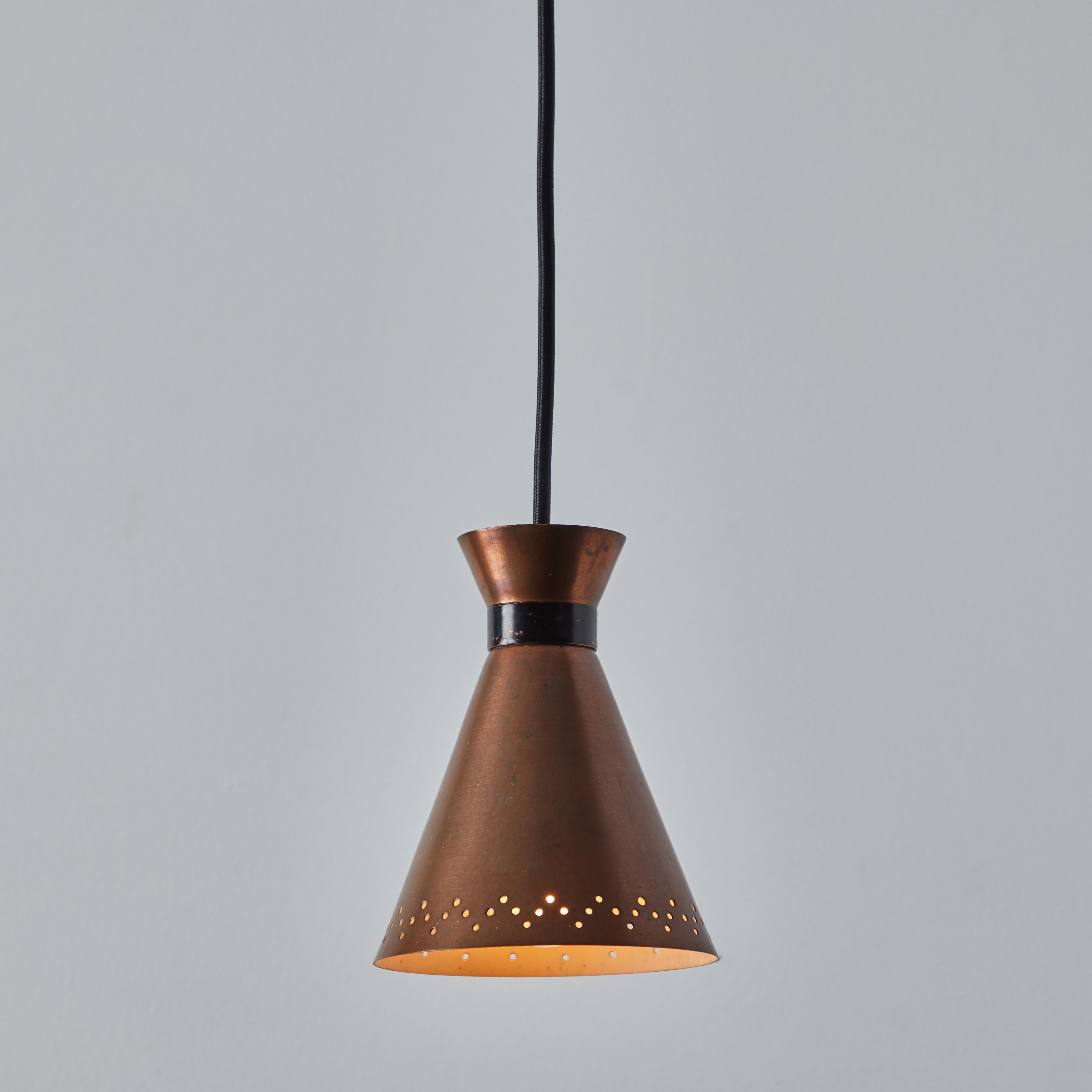 1950s Bent Karlby Perforated Diabolo Pendant in Copper for Lyfa For Sale 2