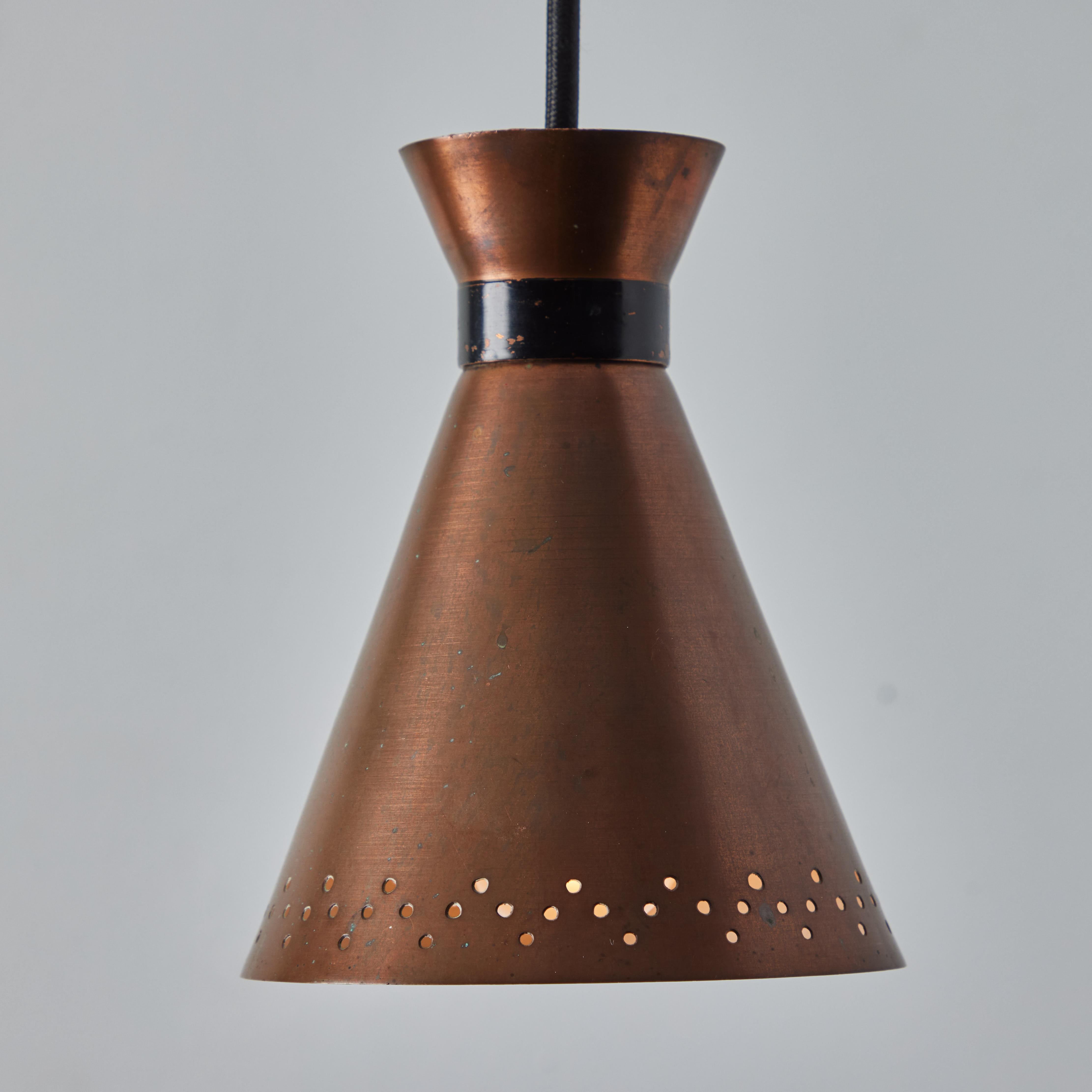 1950s Bent Karlby Perforated Diabolo Pendant in Copper for Lyfa For Sale 3