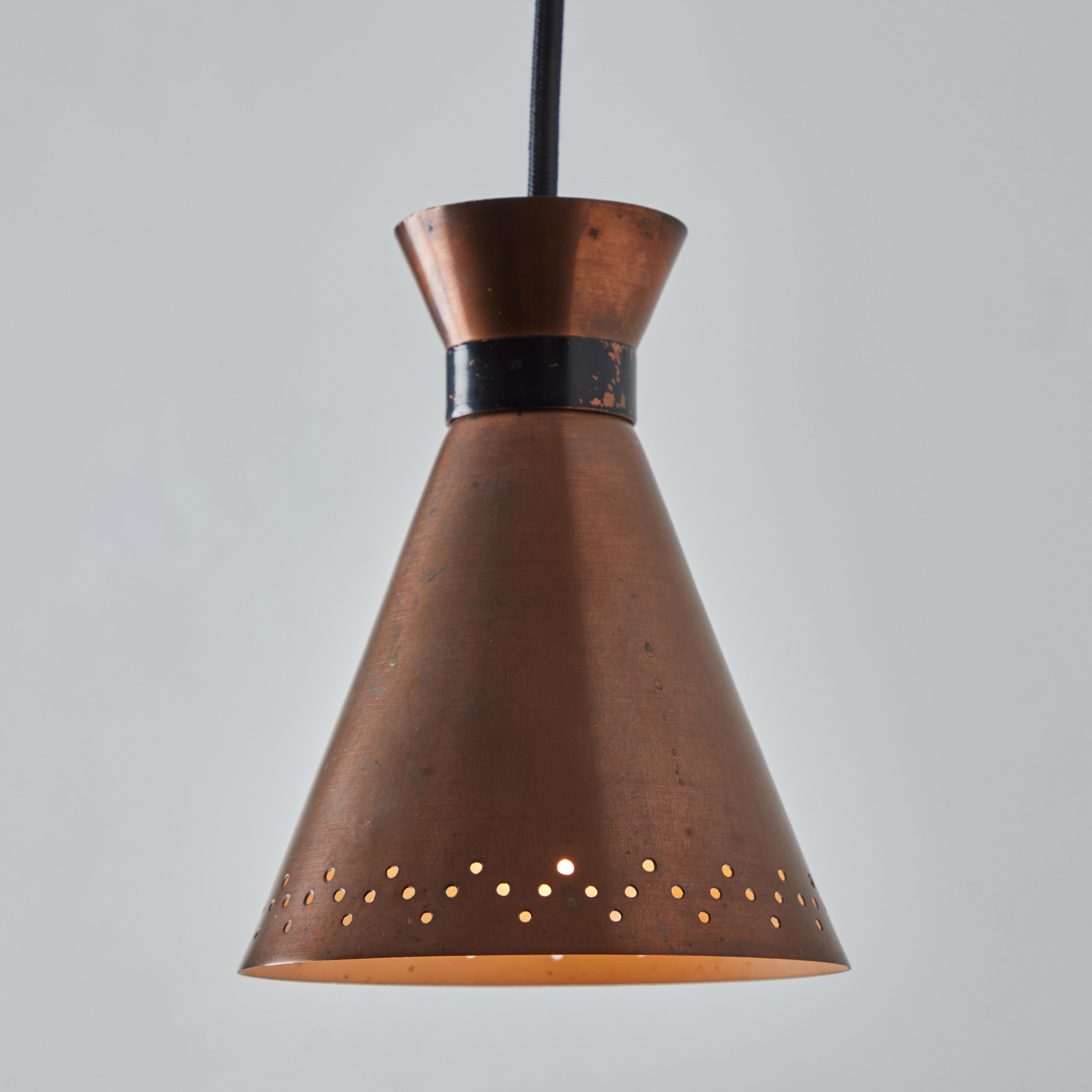 1950s Bent Karlby Perforated Diabolo Pendant in Copper for Lyfa For Sale 6