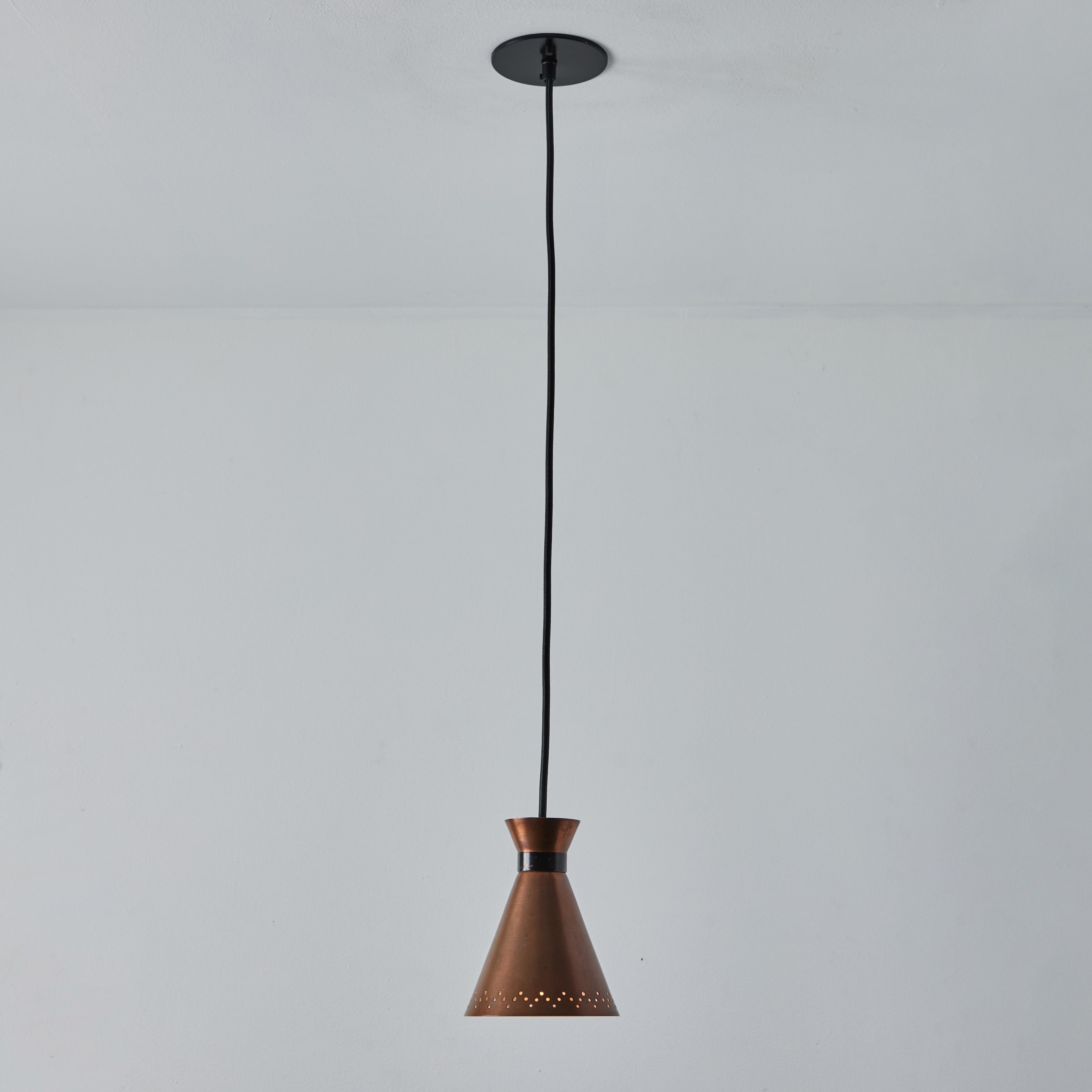 Painted 1950s Bent Karlby Perforated Diabolo Pendant in Copper for Lyfa For Sale