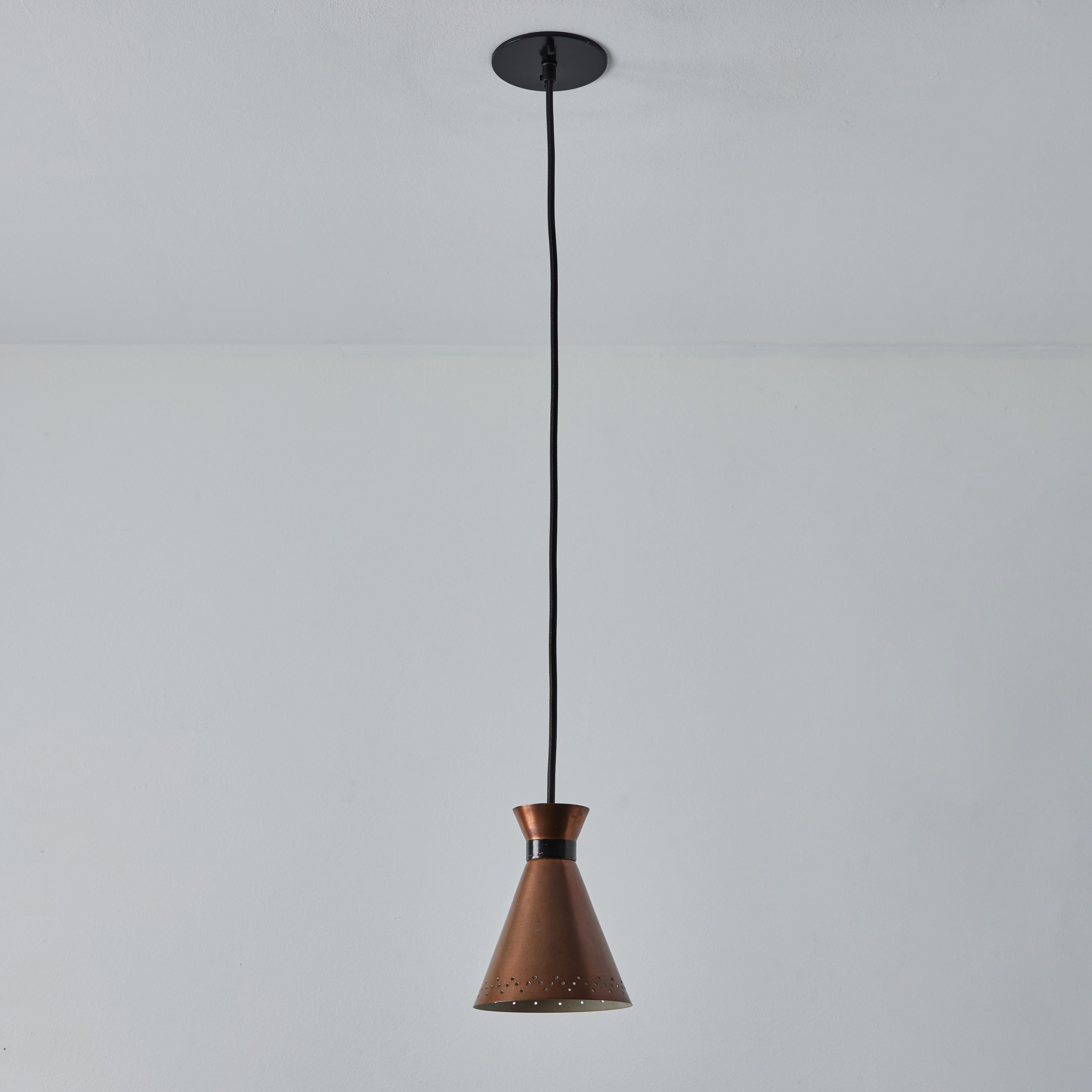 Mid-20th Century 1950s Bent Karlby Perforated Diabolo Pendant in Copper for Lyfa For Sale