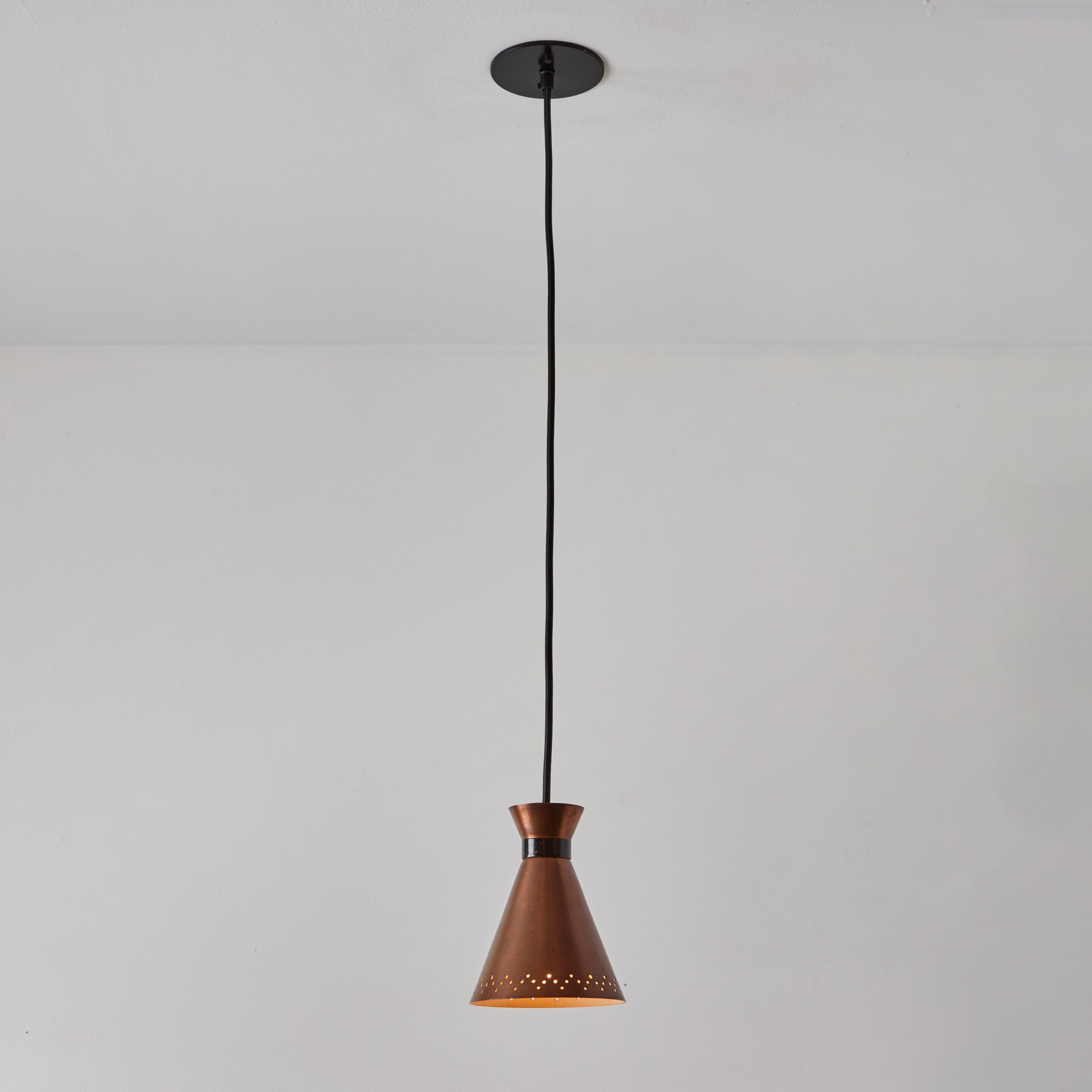 Metal 1950s Bent Karlby Perforated Diabolo Pendant in Copper for Lyfa For Sale