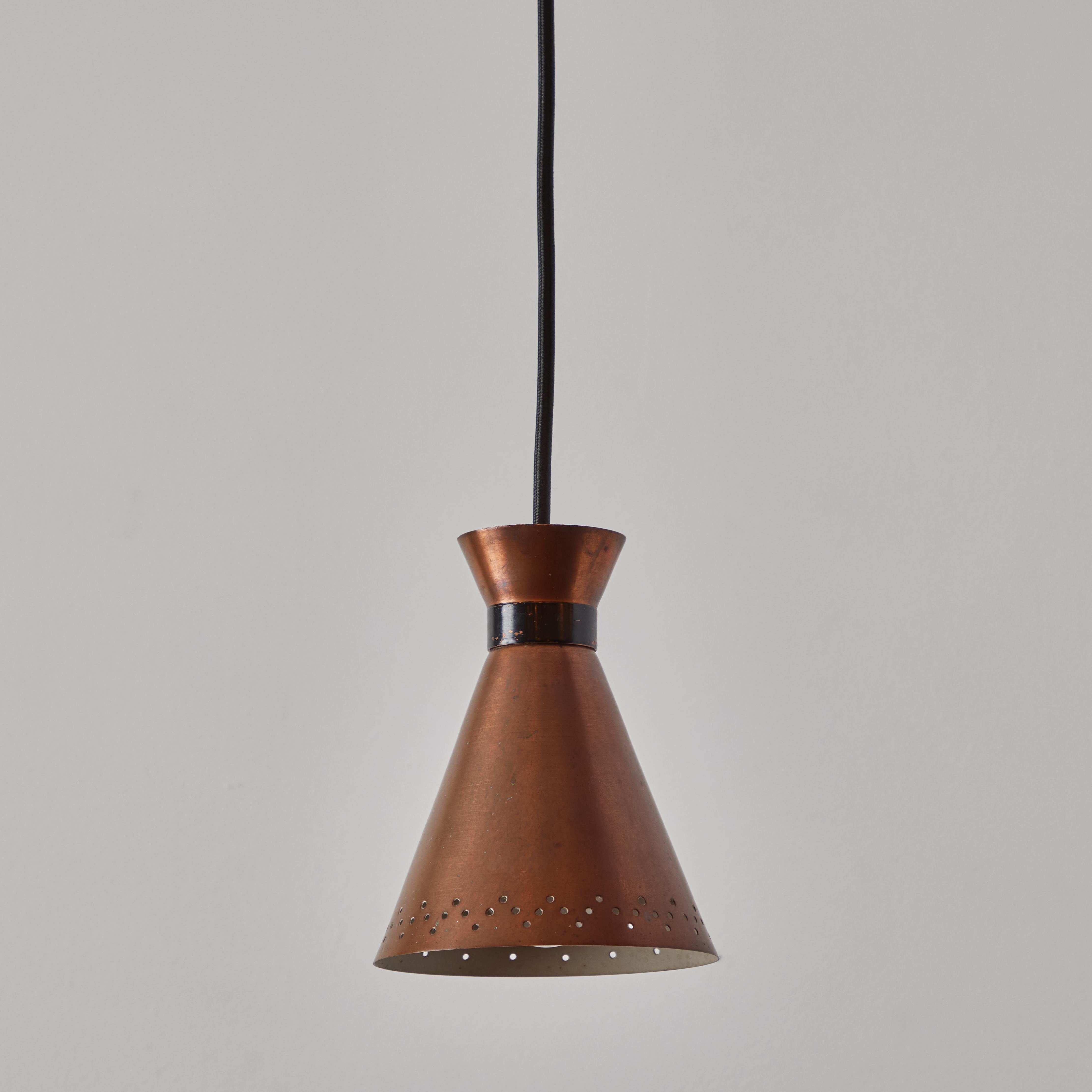 1950s Bent Karlby Perforated Diabolo Pendant in Copper for Lyfa For Sale 1