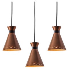 1950s Bent Karlby Perforated Diabolo Pendant in Copper for Lyfa