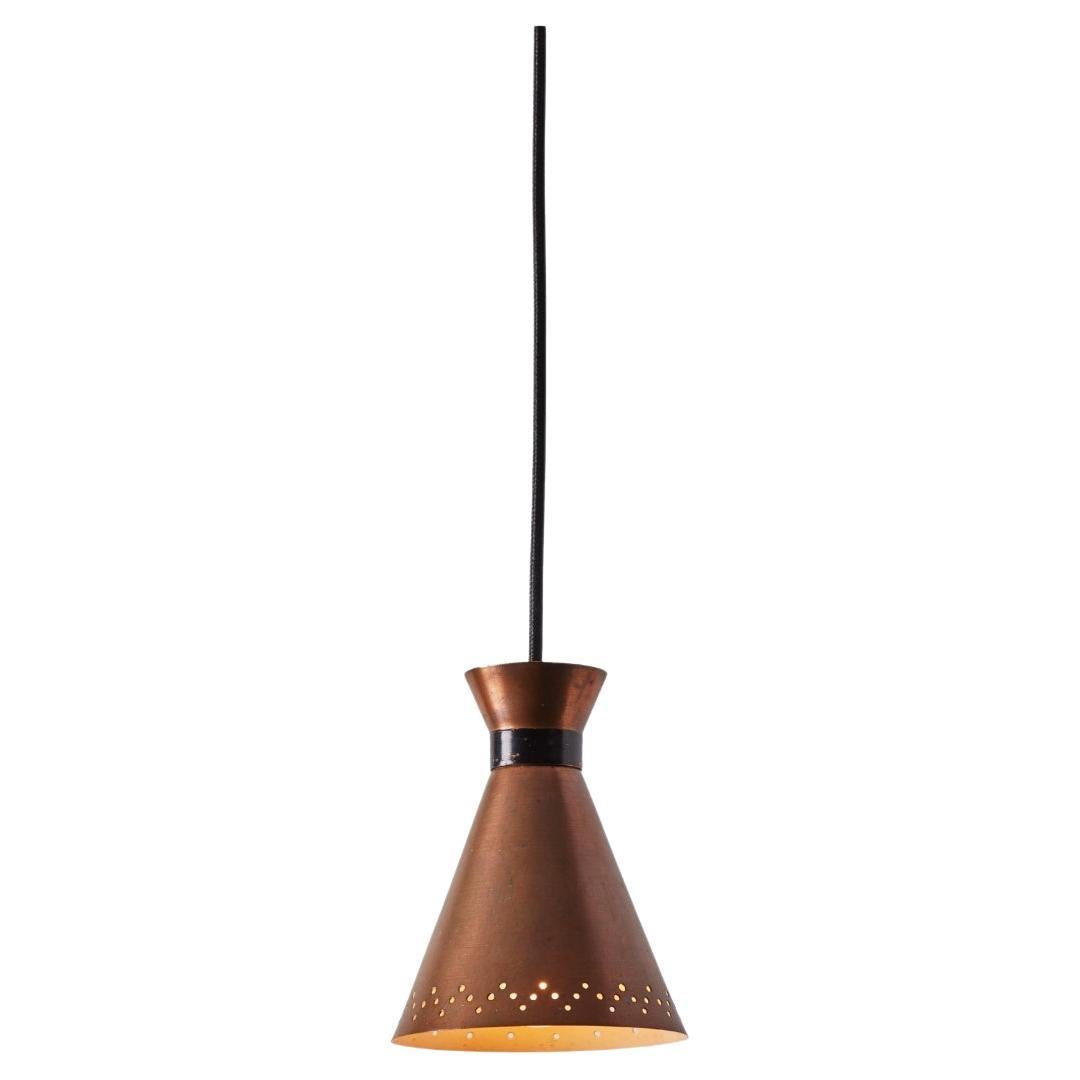 1950s Bent Karlby Perforated Diabolo Pendant in Copper for Lyfa For Sale