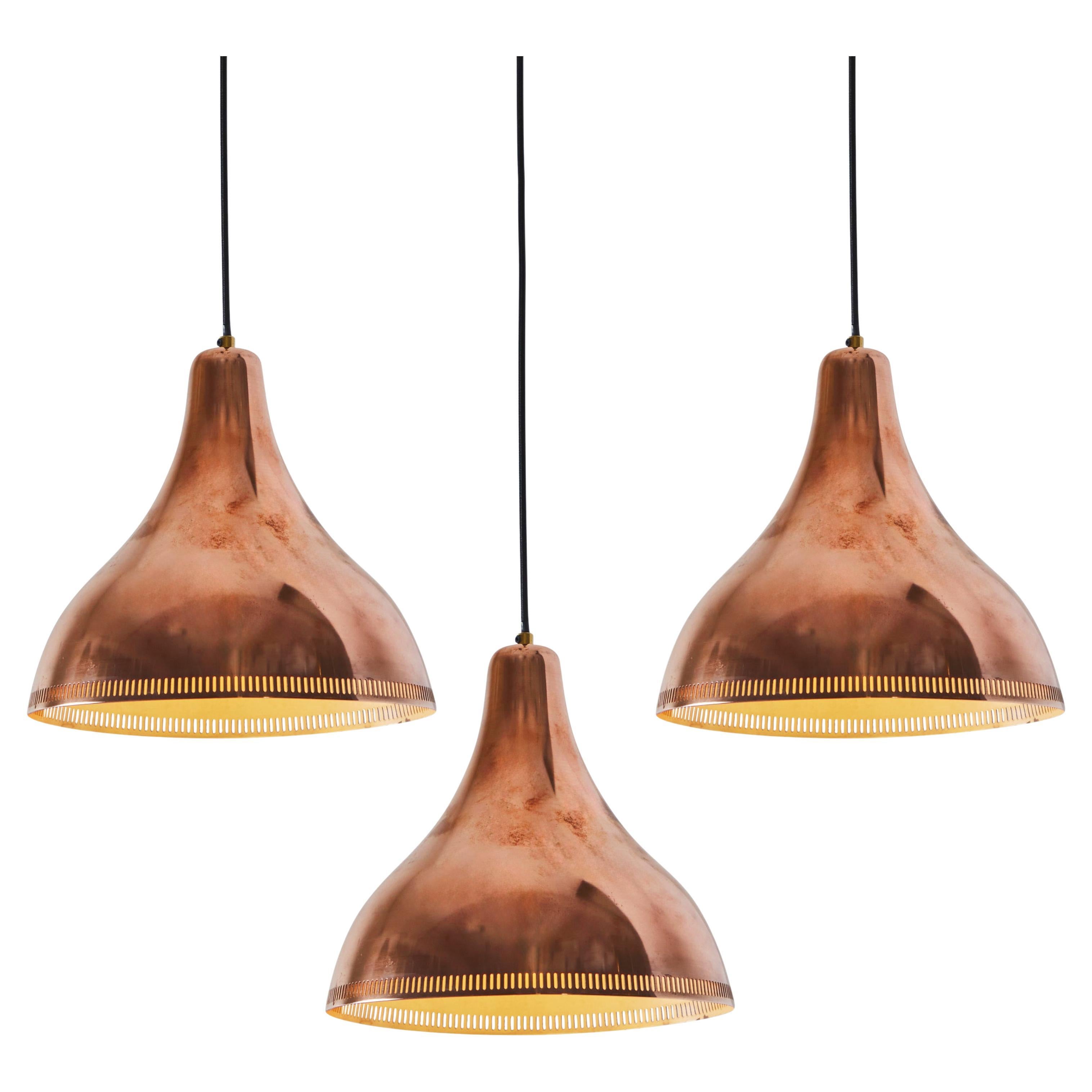 1950s Bent Karlby Perforated Pendant in Copper for Lyfa