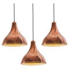 Vintage 1950s Bent Karlby Perforated Pendant in Copper for Lyfa