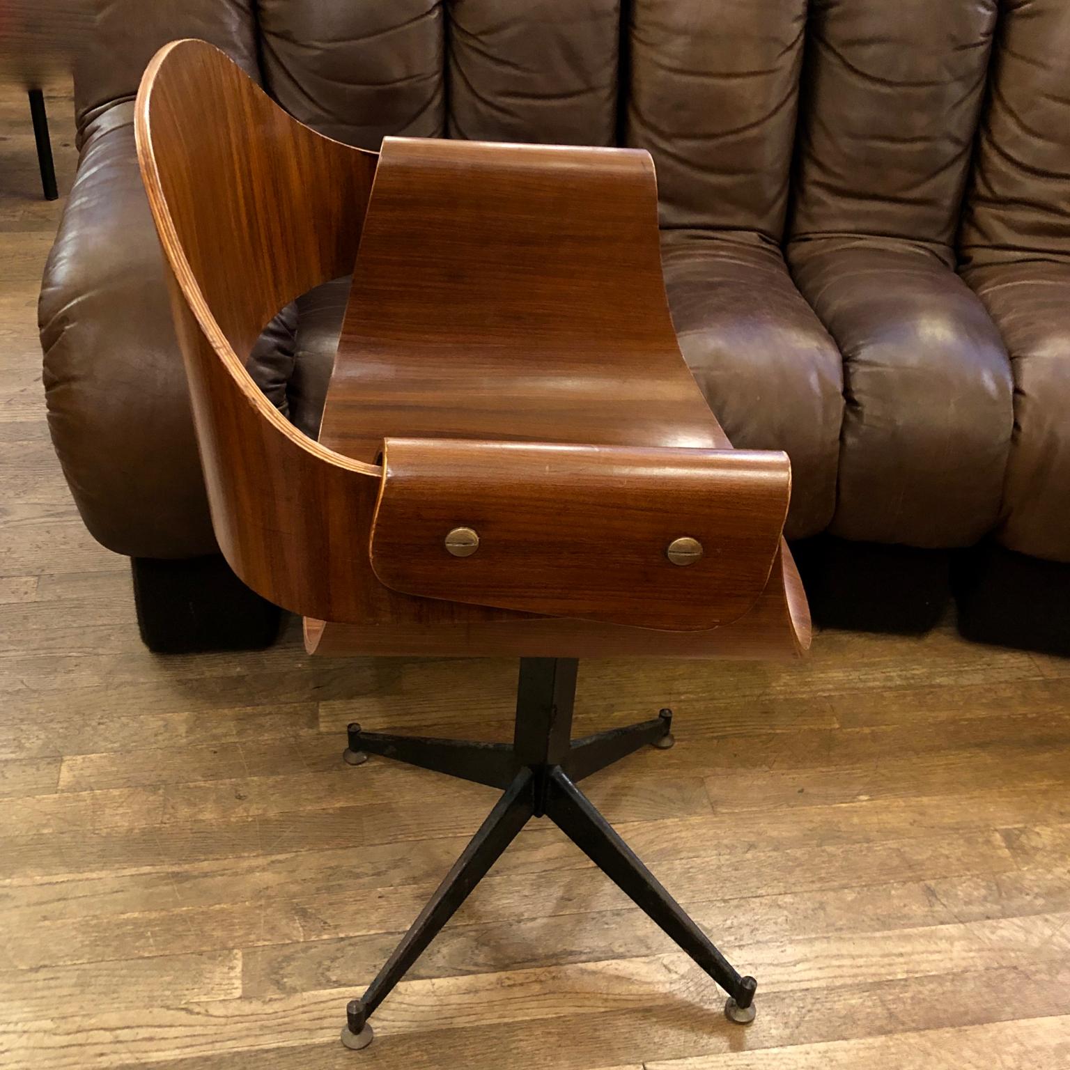 Mid-Century Modern 1950s Bent Ply Desk Chair by Carlo Ratti, Italy